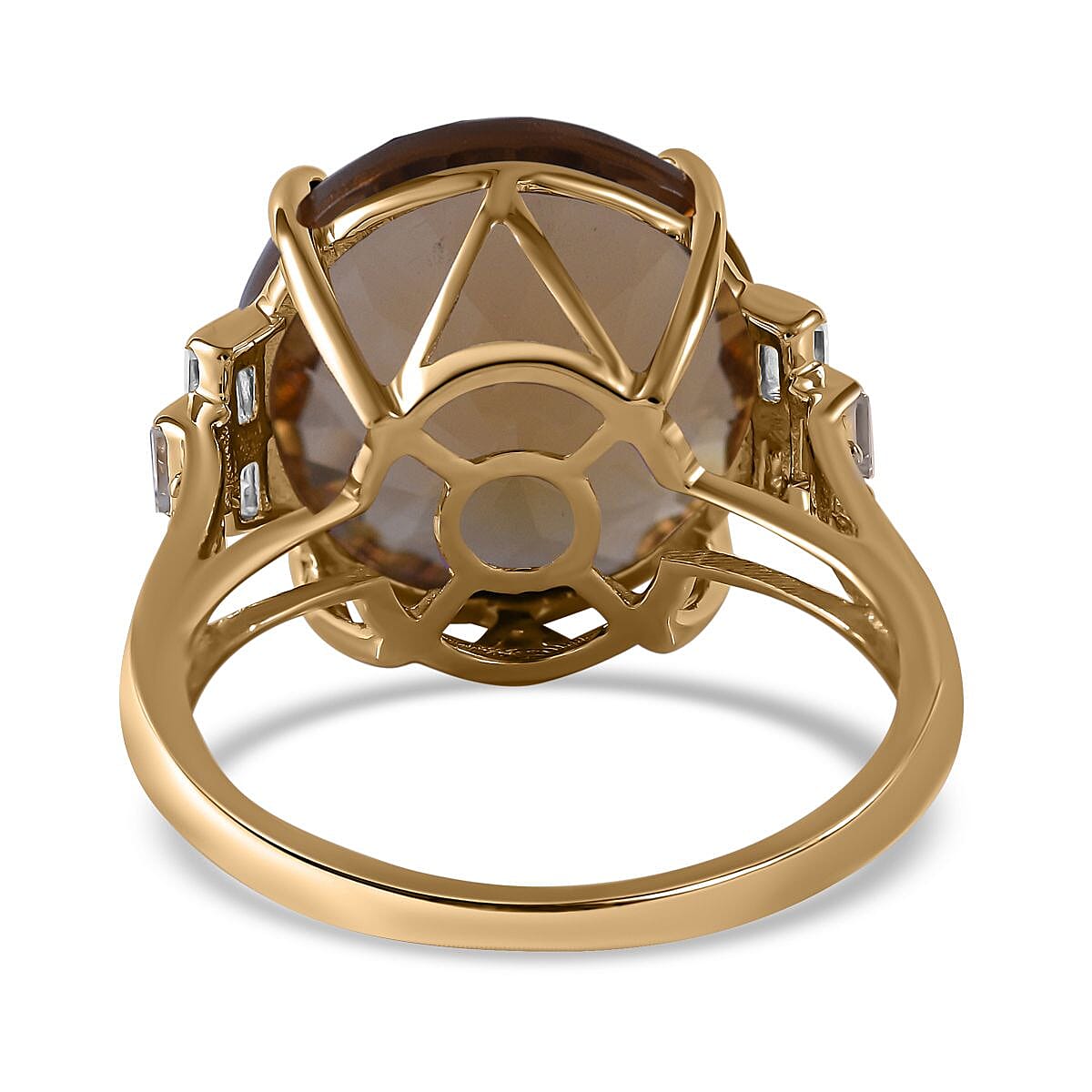 9K Yellow Gold Citrine & Moissanite Ring 10.62 Ct.