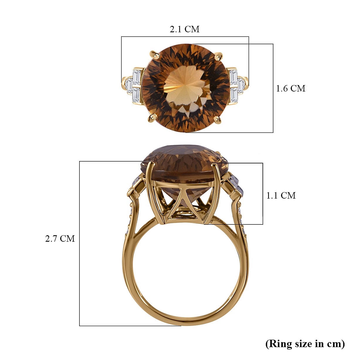 9K Yellow Gold Citrine & Moissanite Ring 10.62 Ct.