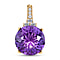 9K Yellow Gold Amethyst and Moissanite Pendant 10.62 Ct.