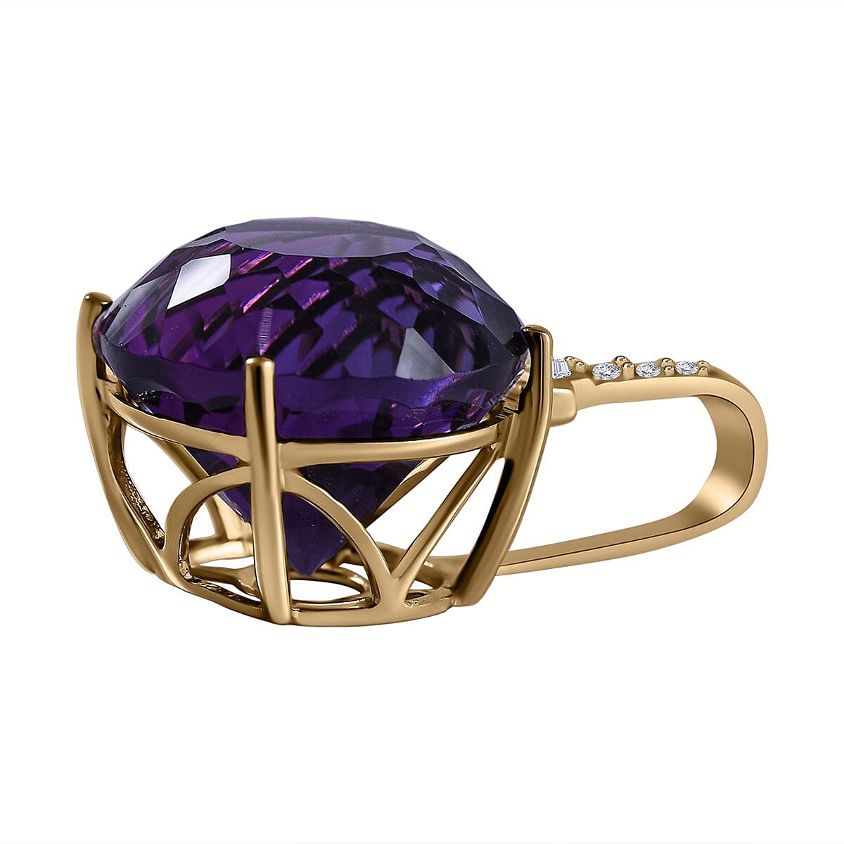 9K Yellow Gold Amethyst & Moissanite Pendant 10.46 Ct.