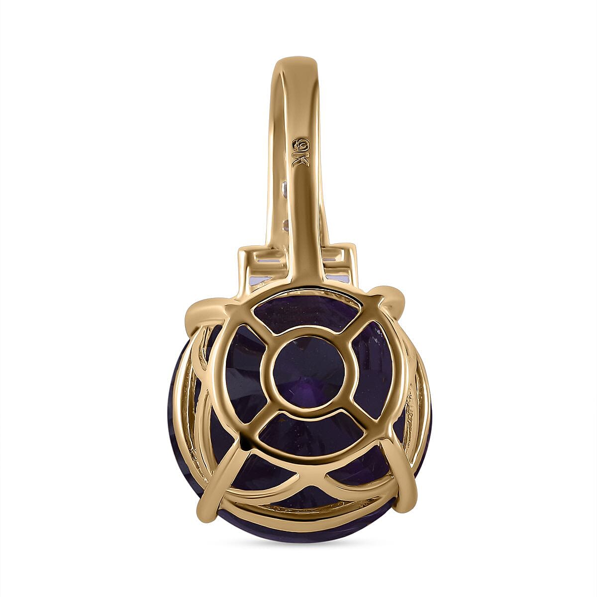9K Yellow Gold Amethyst & Moissanite Pendant 10.46 Ct.