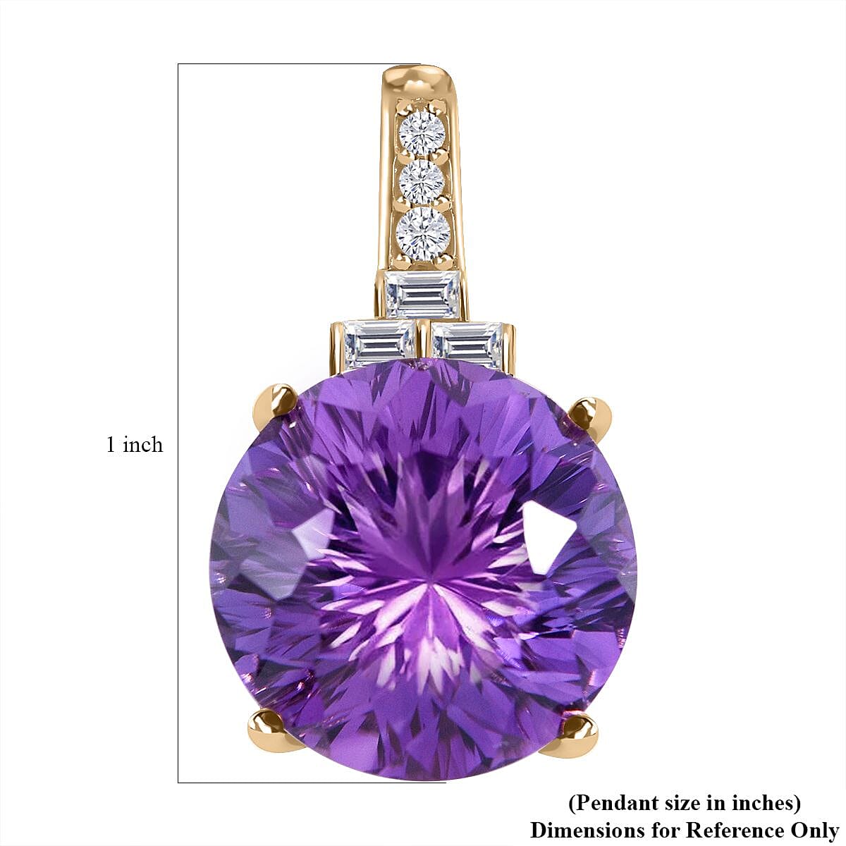 9K Yellow Gold Amethyst & Moissanite Pendant 10.46 Ct.