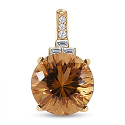 9K Yellow Gold Amethyst and Moissanite Pendant 10.62 Ct.