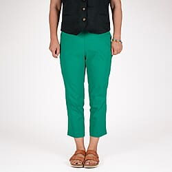 Emma Stretchable Bengaline Trousers with Inside Leg Length 22 Inch (Size 12) - Forest Green