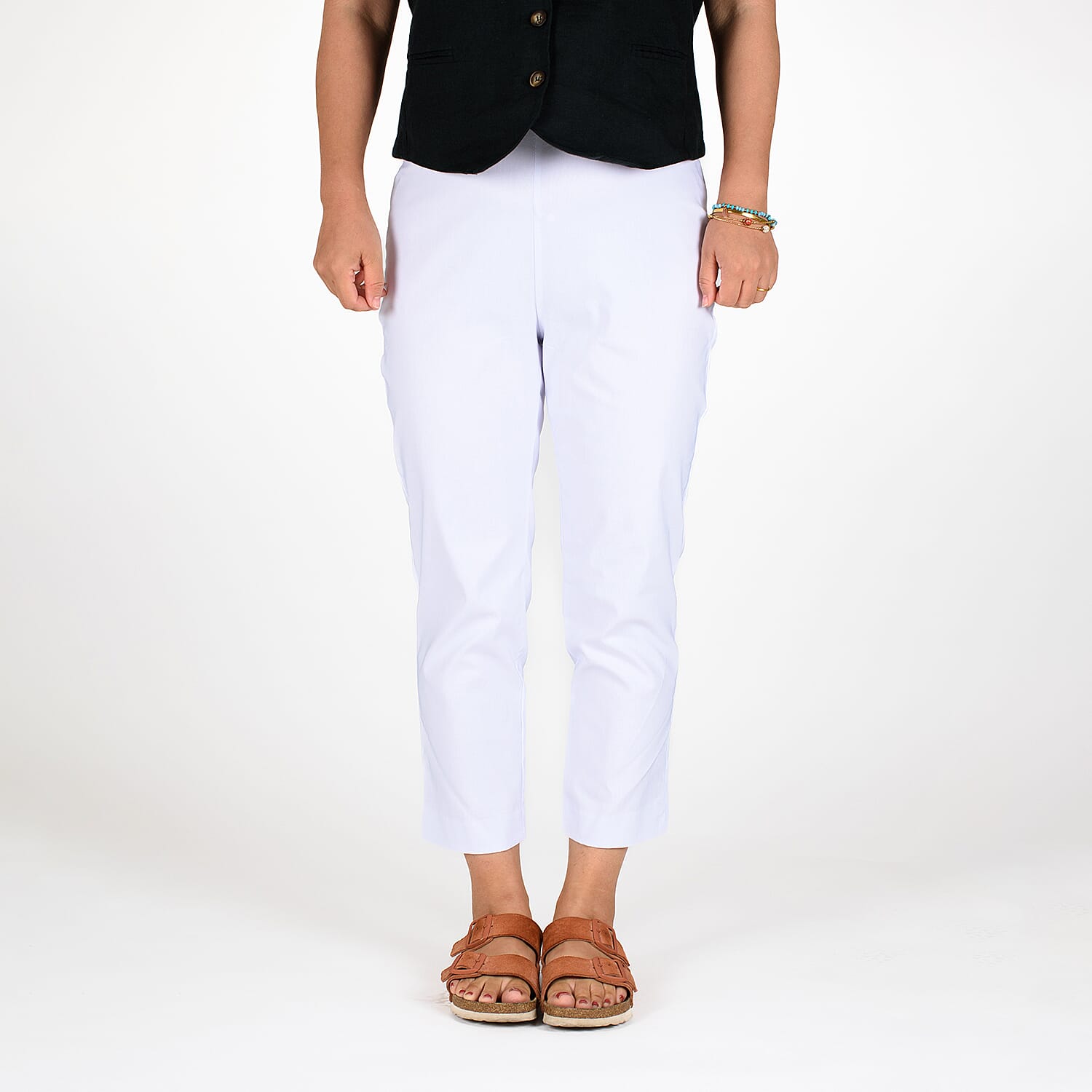 Emma Stretchable Bengaline Trousers with Inside Leg Length 22 Inch (Size 12) - Forest Green