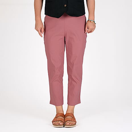 Emma Stretchable Bengaline Trousers with Inside Leg Length 22 Inch (Size 16) - Rose