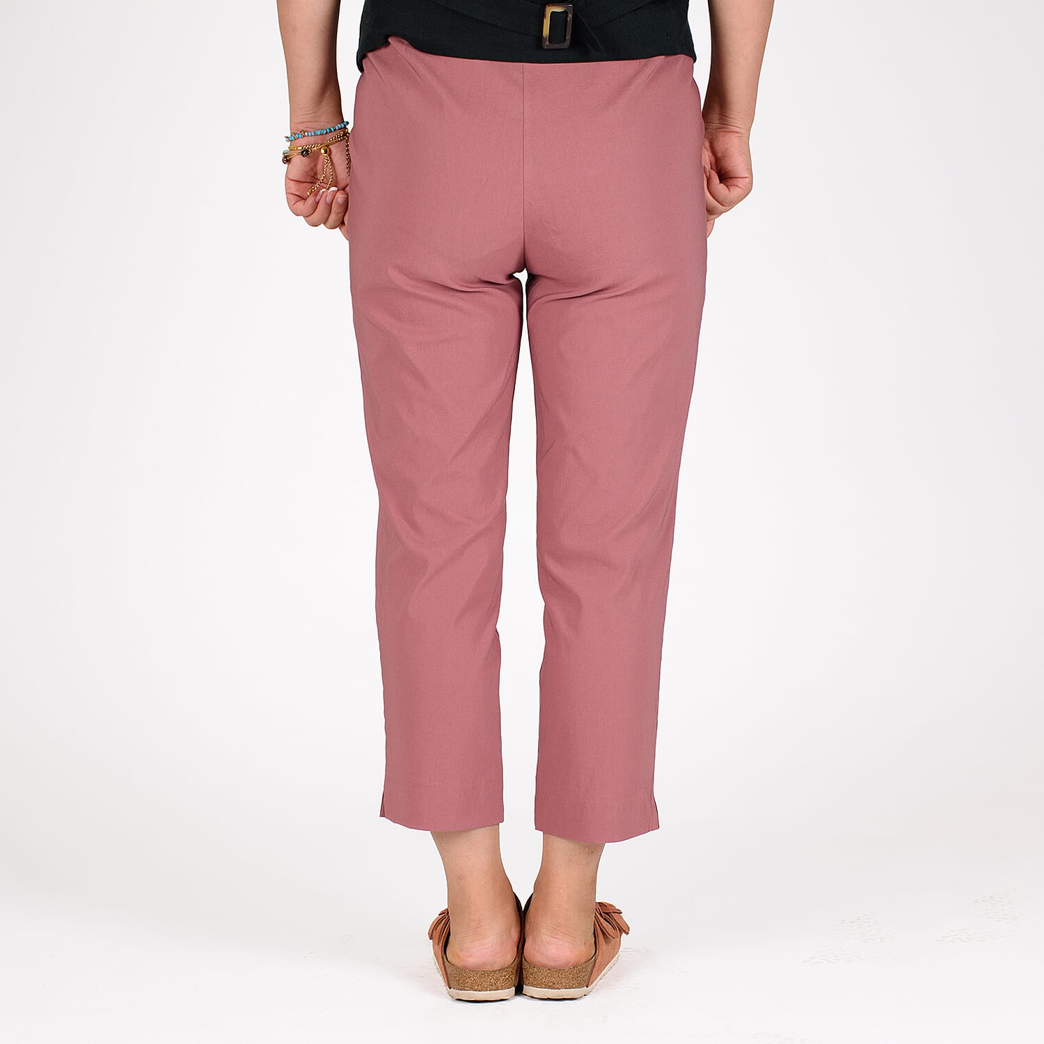 Emma Stretchable Bengaline Trousers with Inside Leg Length 22 Inch (Size 16) - Rose