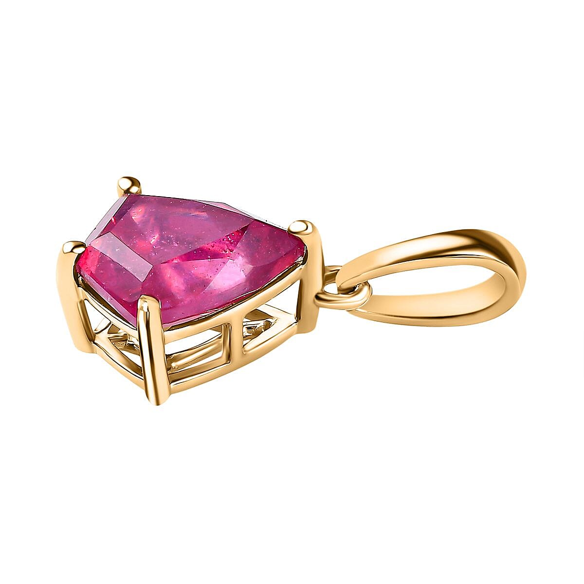 9K Yellow Gold Pink Ruby Pendant 3.06 Ct