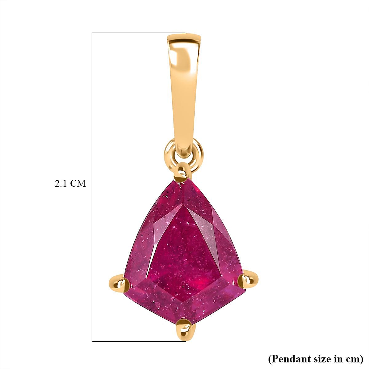 9K Yellow Gold Pink Ruby Pendant 3.06 Ct