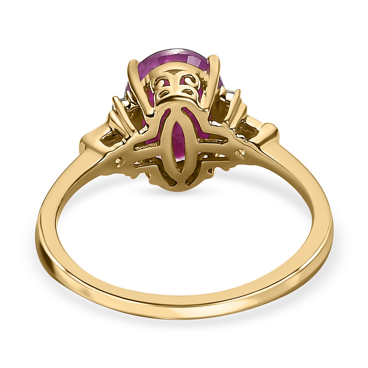 9K Yellow Gold Moroccan Ruby and Diamond Ring 2.57 Ct 9K Yellow Gold Moroccan Ruby and Diamond Ring 2.57 Ct