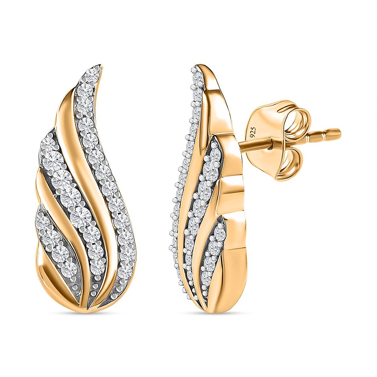 Moissanite Earrings in 18K Yellow Gold Vermeil Plated Sterling Silver