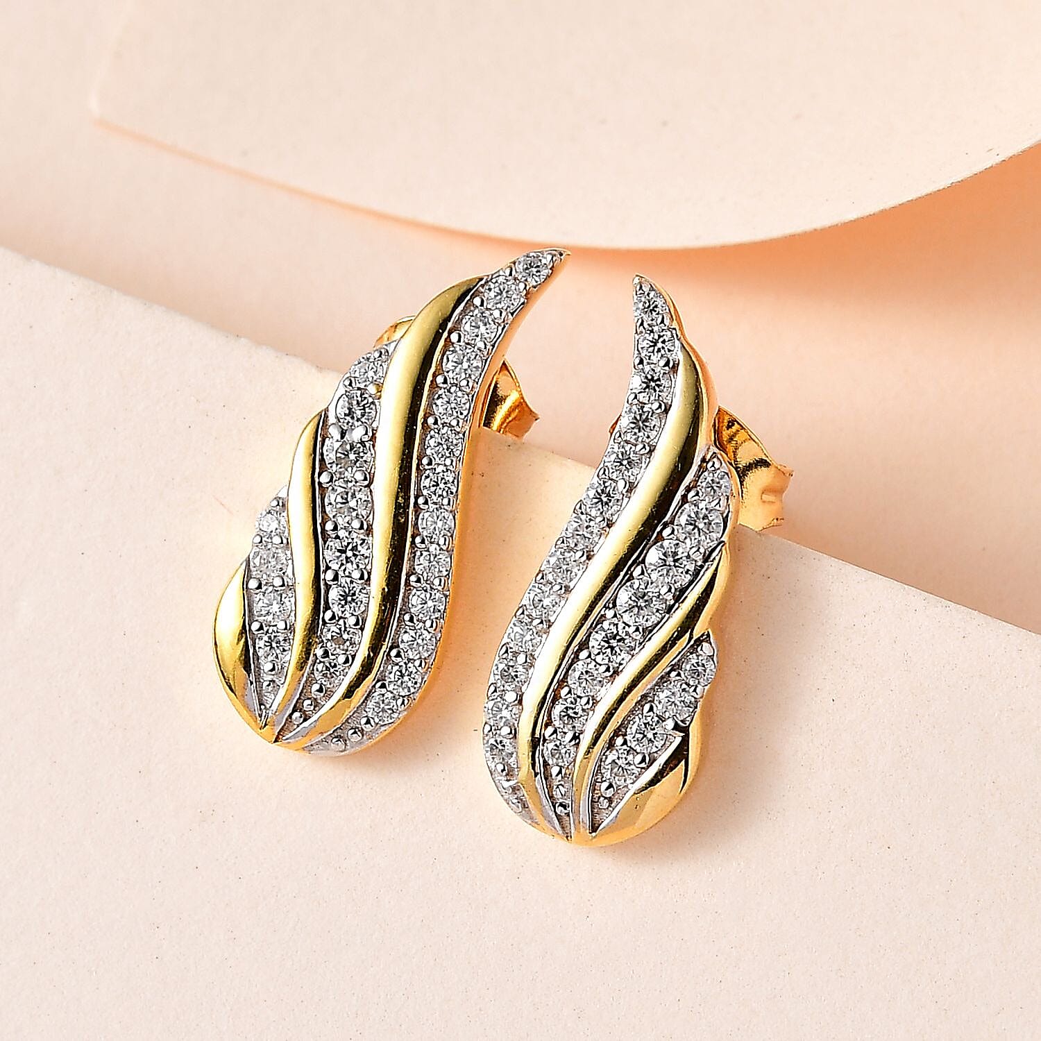 Moissanite Earrings in 18K Yellow Gold Vermeil Plated Sterling Silver