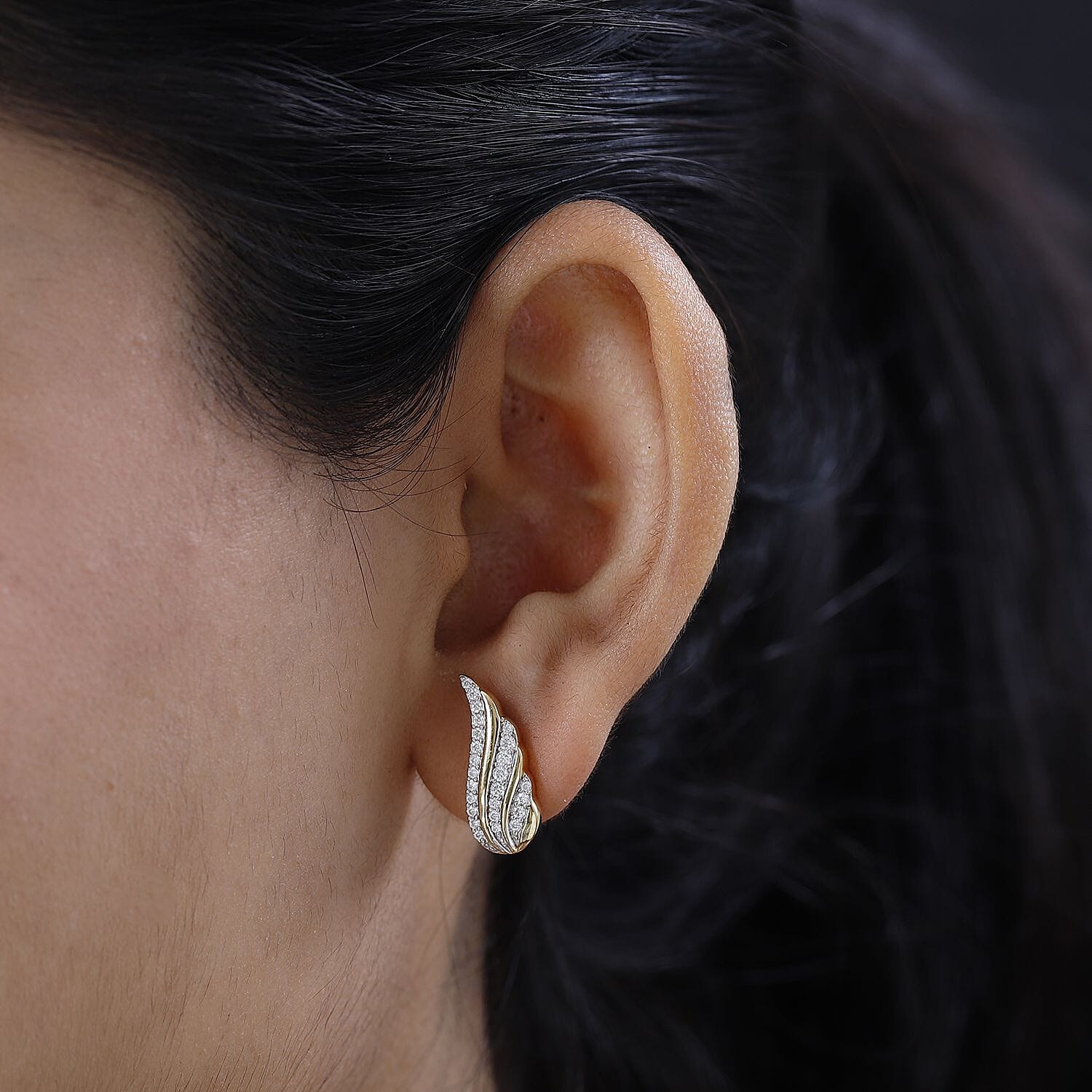 Moissanite Earrings in 18K Yellow Gold Vermeil Plated Sterling Silver