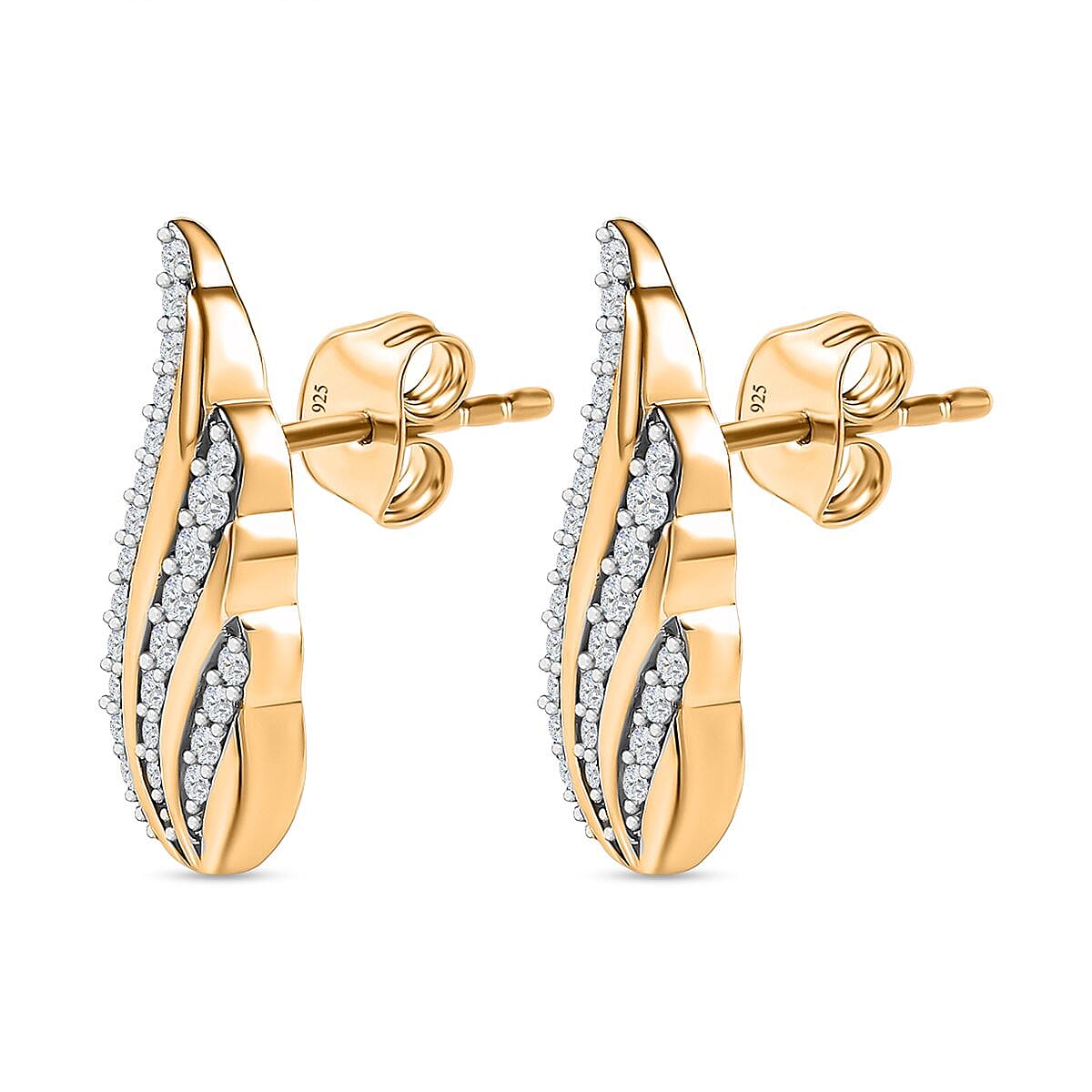 Moissanite Earrings in 18K Yellow Gold Vermeil Plated Sterling Silver