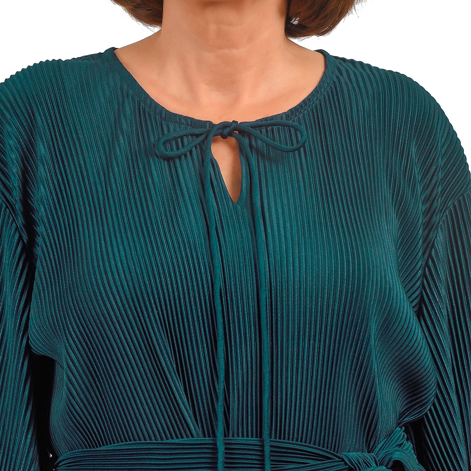 Tamsy Belted Plisse Midi Dress