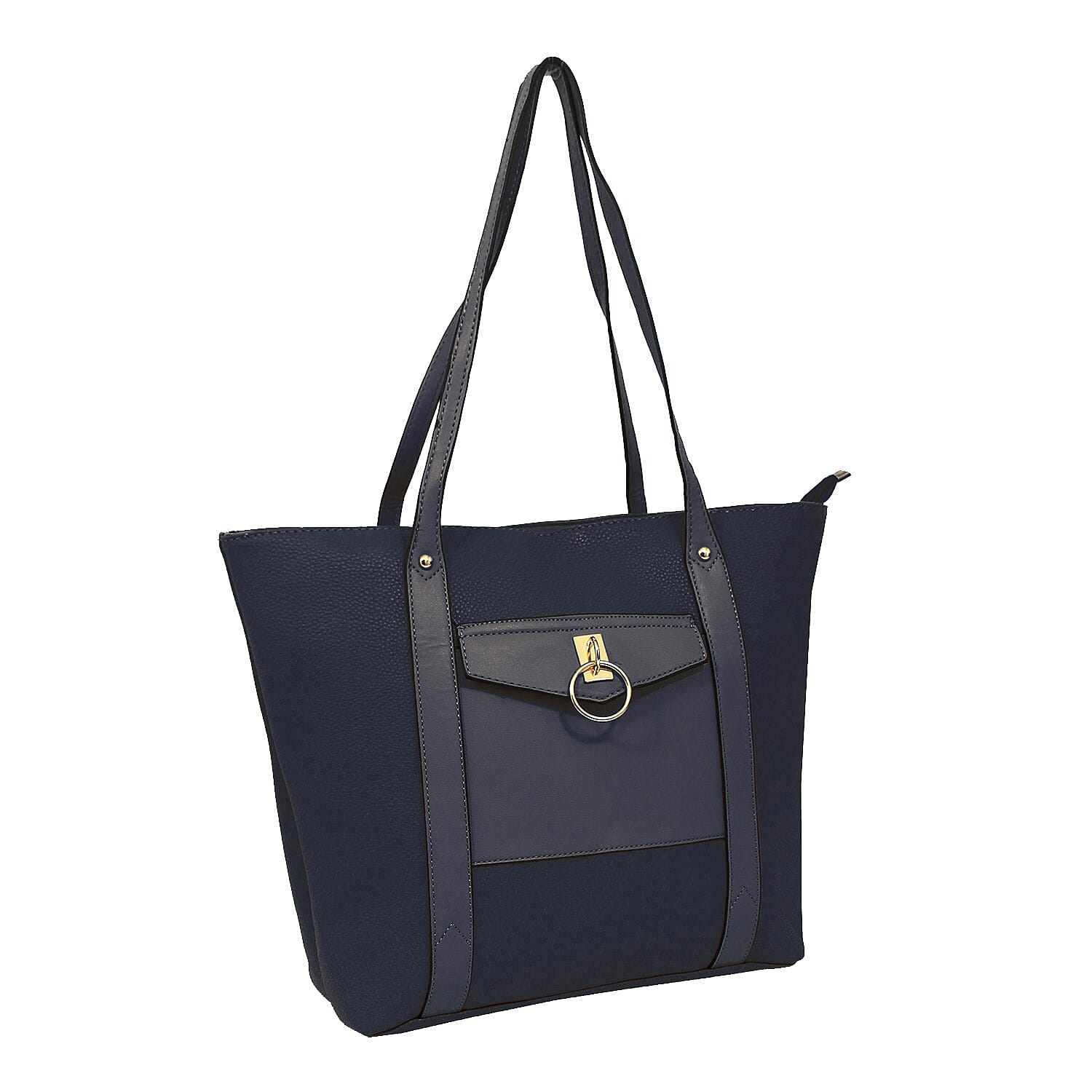 W Brown International Ladies Handbag with Zipper Closure - Navy