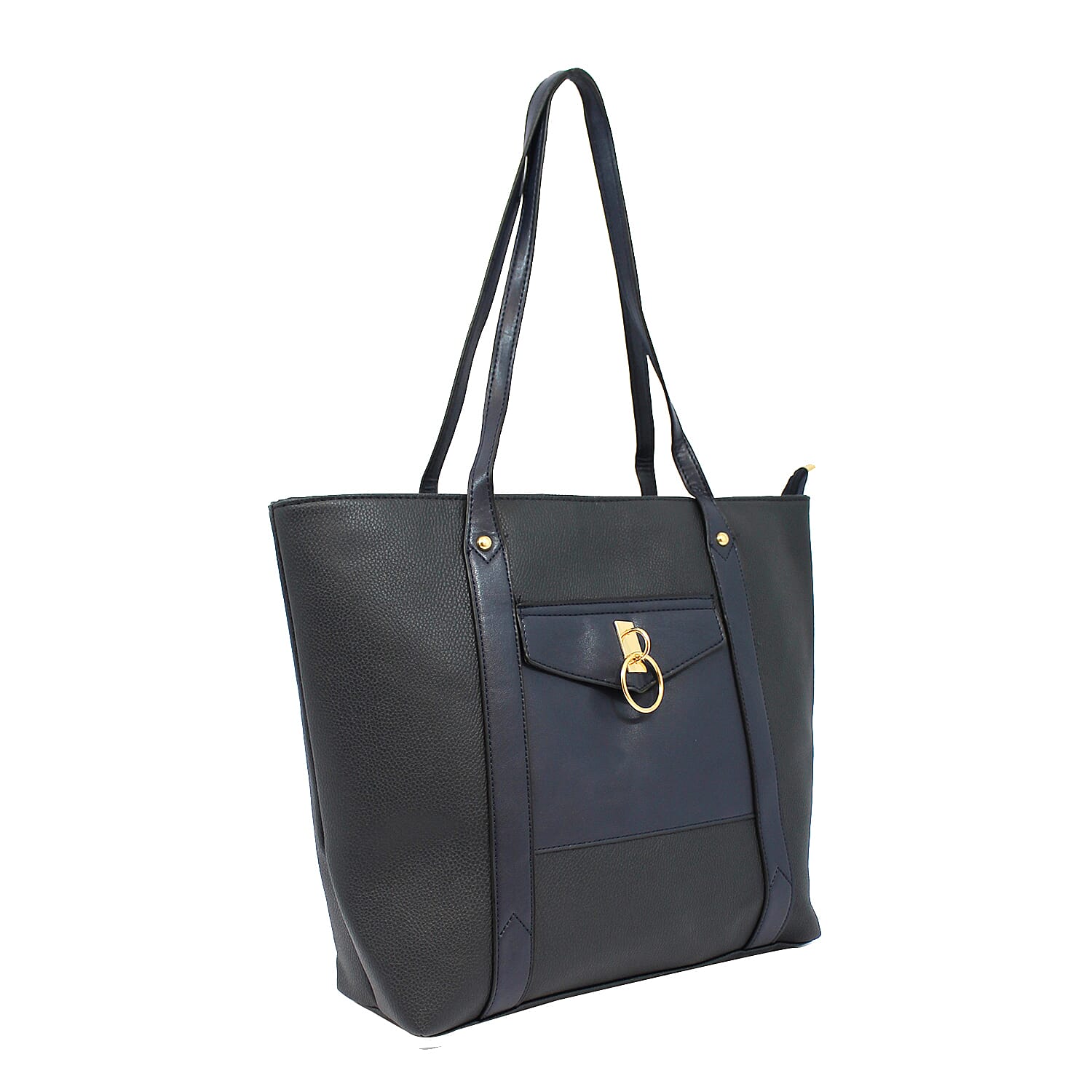 W Brown International Ladies Handbag with Zipper Closure - Navy