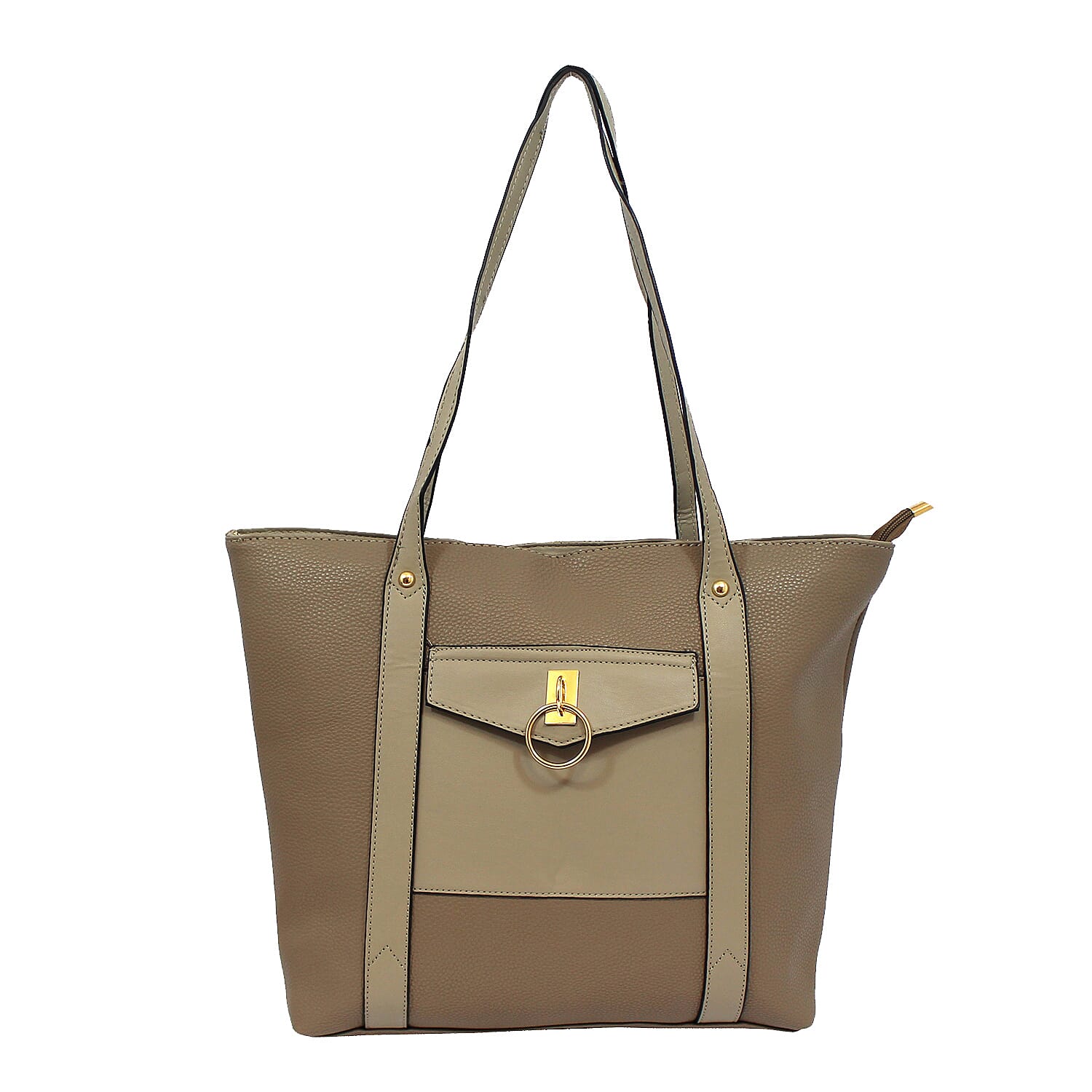 W Brown International Ladies Handbag with Zipper Closure - Mink