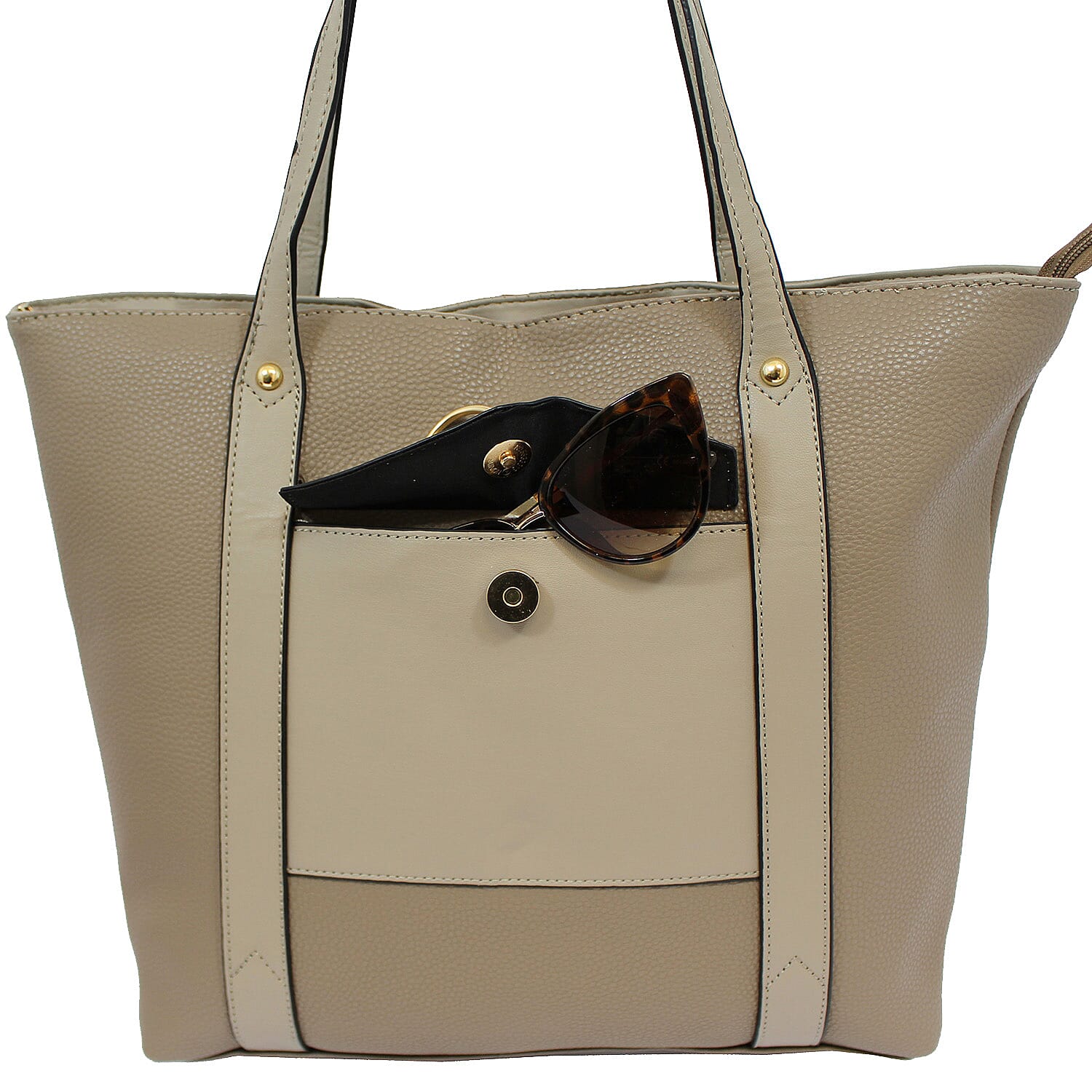 W Brown International Ladies Handbag with Zipper Closure - Mink