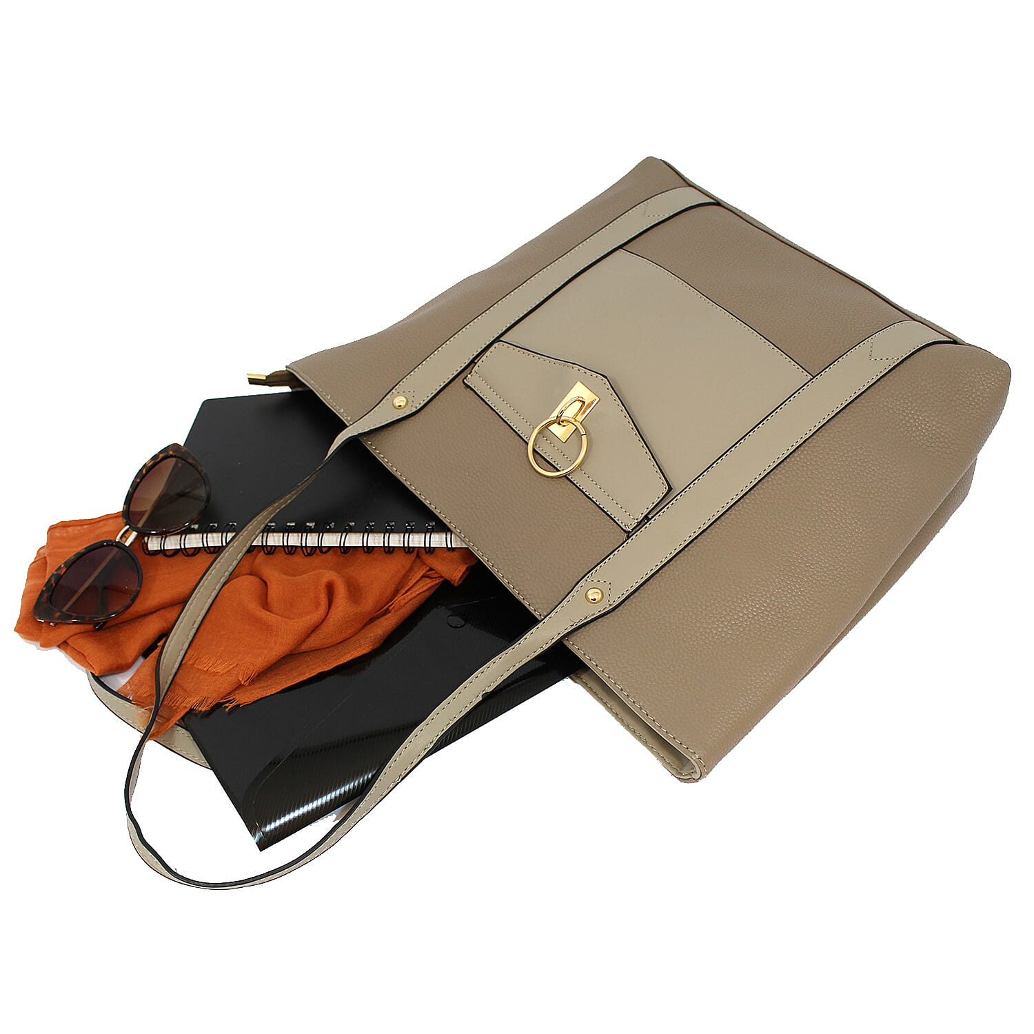 W Brown International Ladies Handbag with Zipper Closure - Mink