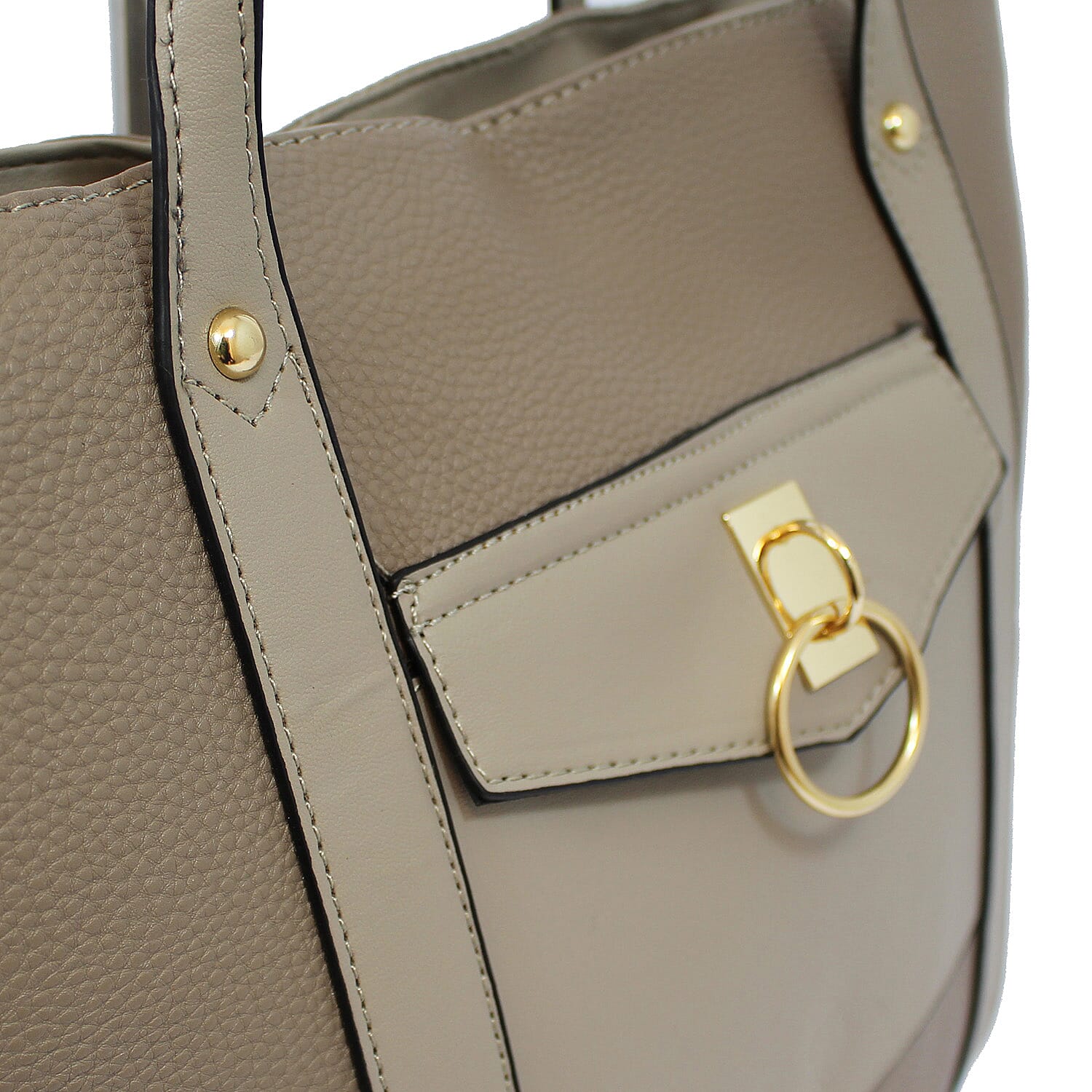 W Brown International Ladies Handbag with Zipper Closure - Mink