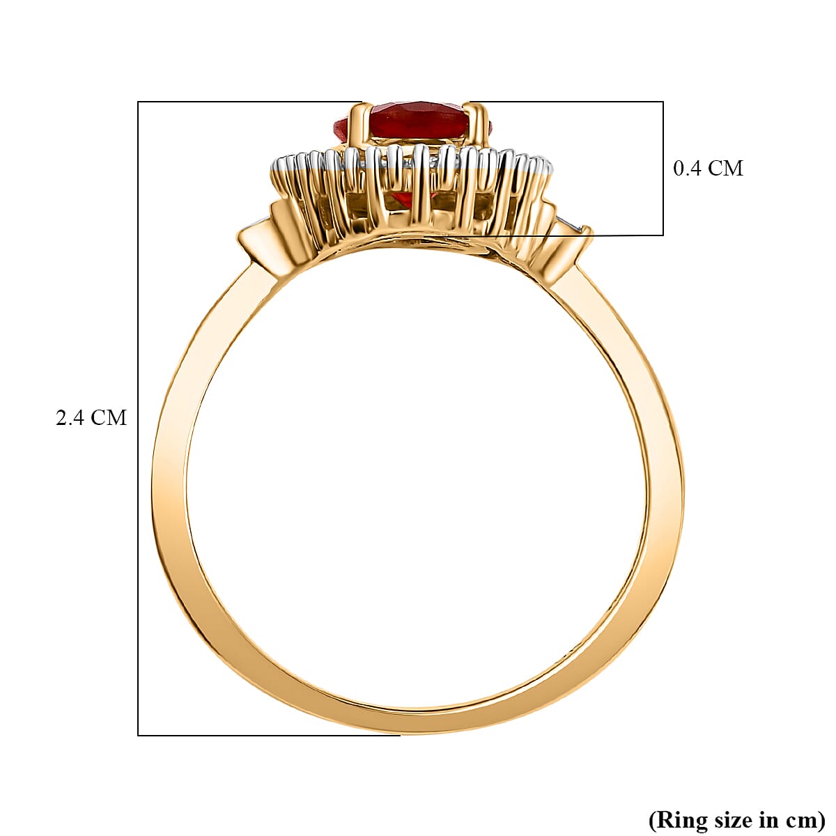 9K Yellow Gold Fire Opal and Diamond Halo Ring 1.18 Ct