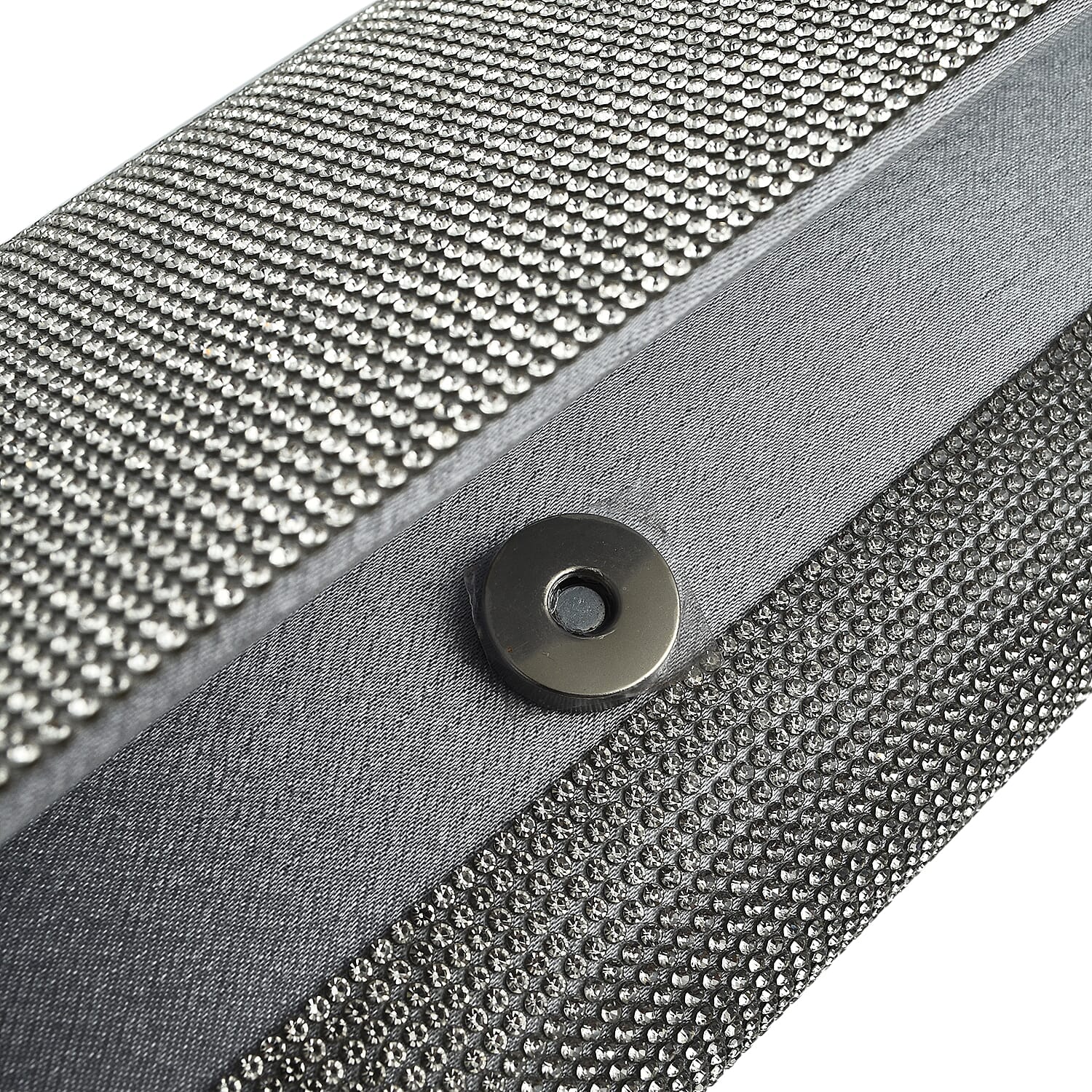 Crystal Clutch Bag with Exterior Pocket & Shoulder Strap - Black