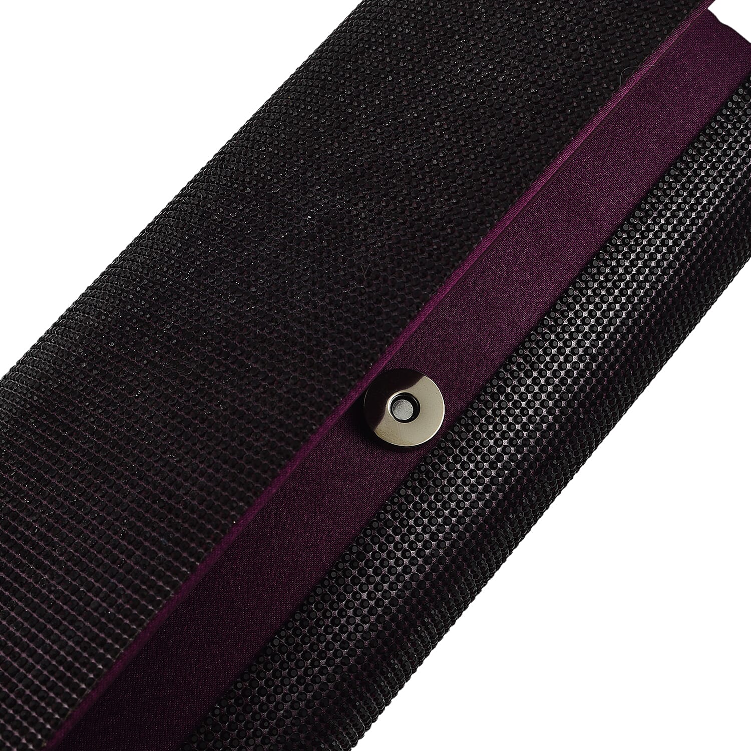 Crystal Clutch Bag with Exterior Pocket - Shoulder Strap - Purple