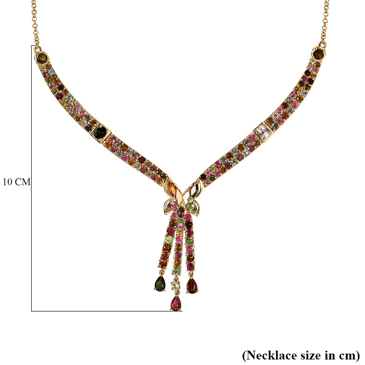 GP Italian Garden Collection - Multi-Tourmaline Necklace (Size - 20) in 18K Yellow Gold Vermeil Plated Sterling Silver 11.20 Ct