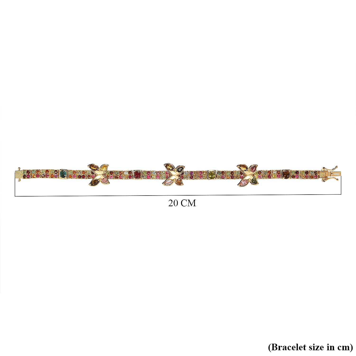 GP Italian Garden Collection - Multi-Tourmaline Bracelet (Size - 7.5) in 18K YG Vermeil Plated Sterling Silver 9.54 Ct, Silver Wt. 18.76 Gms