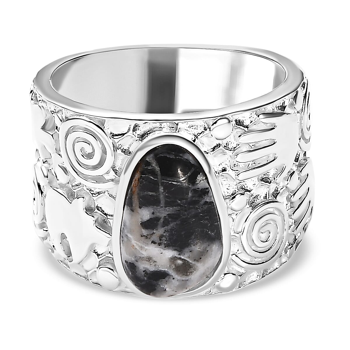 White Buffalo Ring in Sterling Silver 2.86 Ct, Silver Wt. 9.28 GM