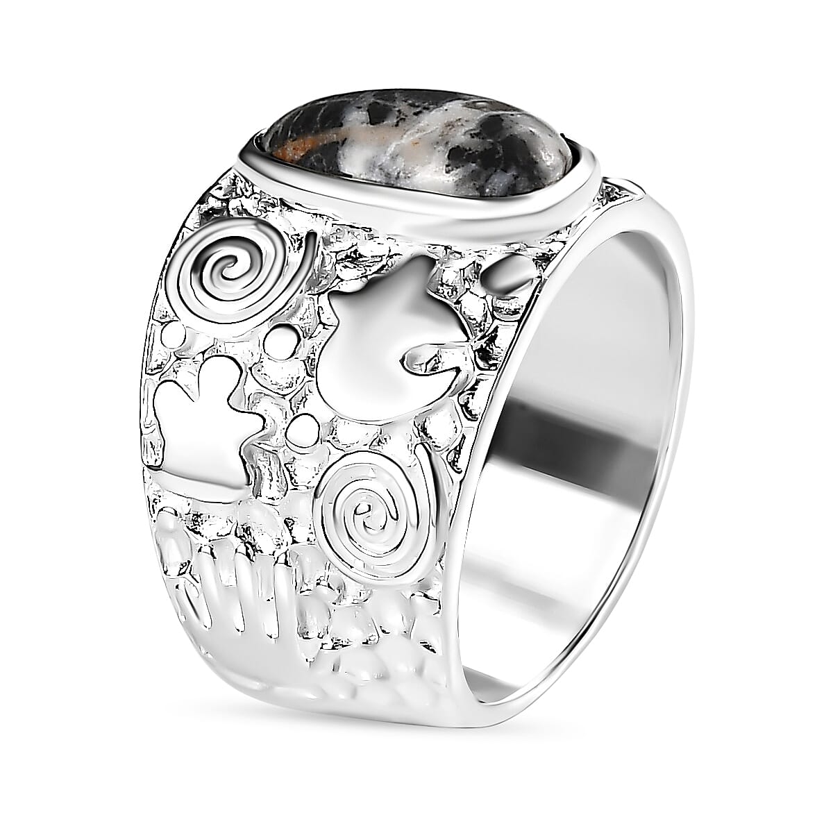 White Buffalo Ring in Sterling Silver 2.86 Ct, Silver Wt. 9.28 GM