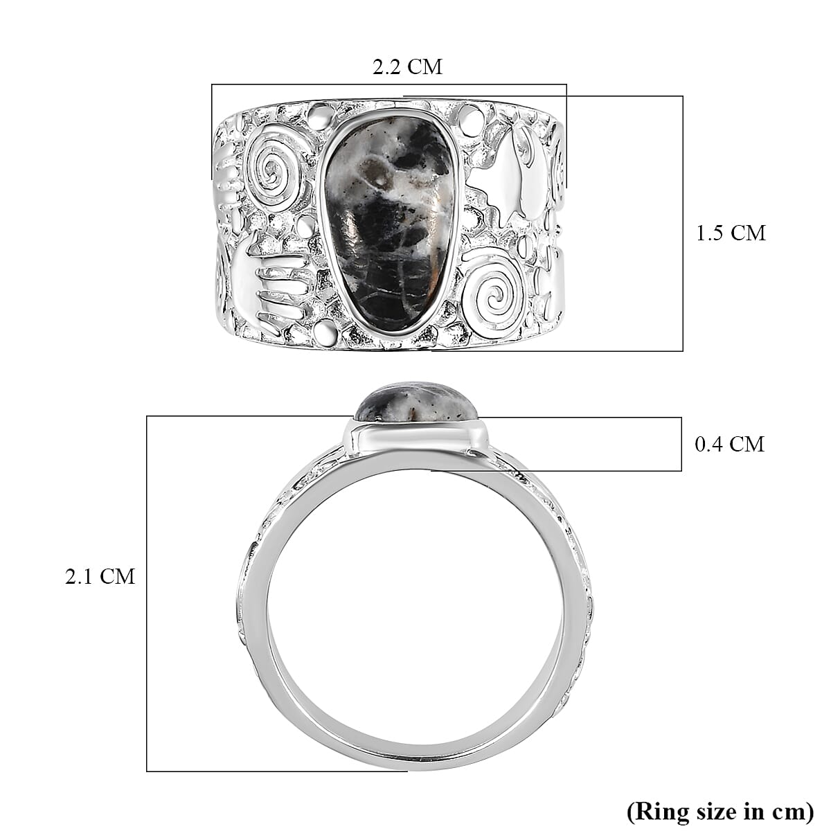 White Buffalo Ring in Sterling Silver 2.86 Ct, Silver Wt. 9.28 GM