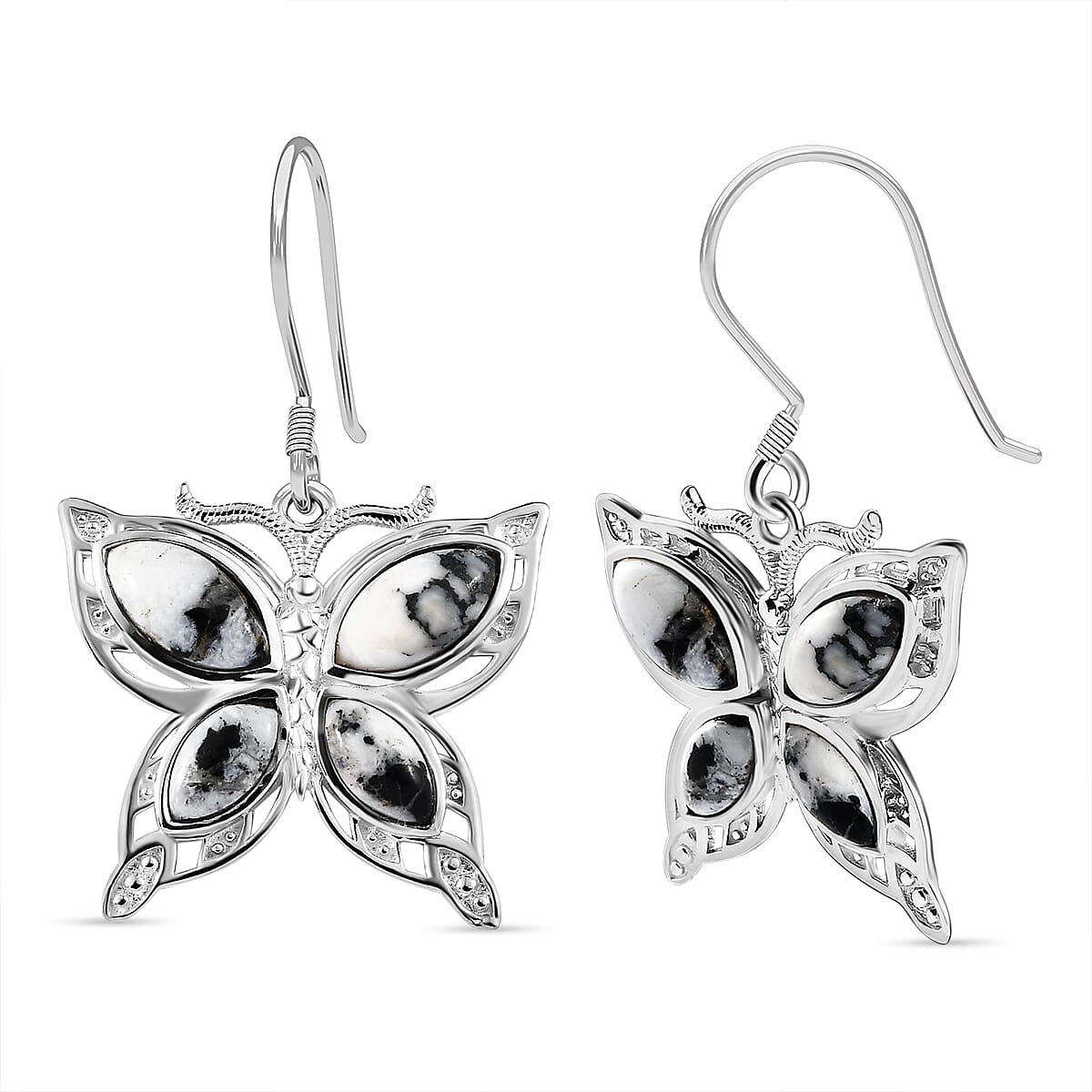 White Buffalo Star Earrings in Sterling Silver 7.47 Ct, Silver Wt. 8.07 Gms.