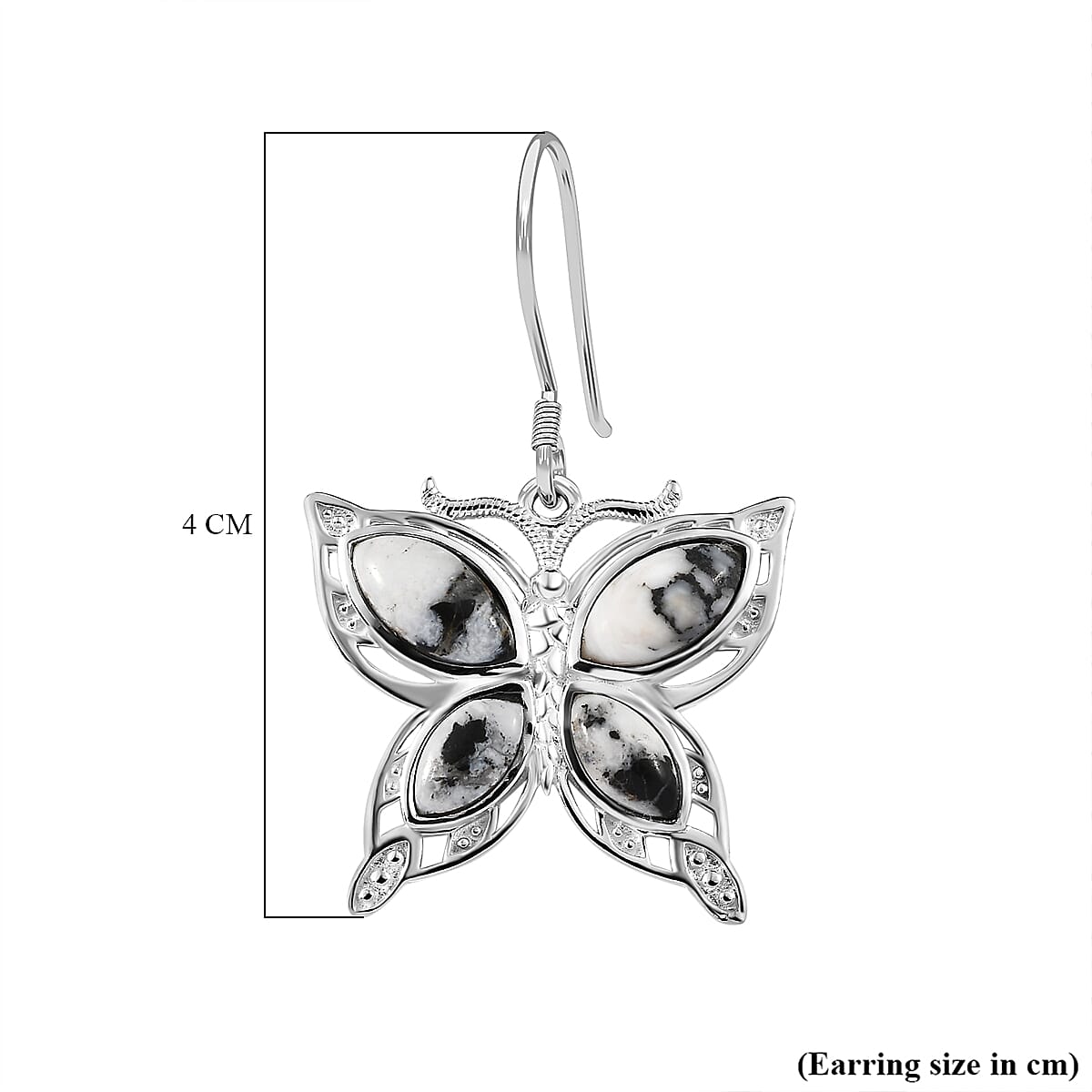 White Buffalo Star Earrings in Sterling Silver 7.47 Ct, Silver Wt. 8.07 Gms.