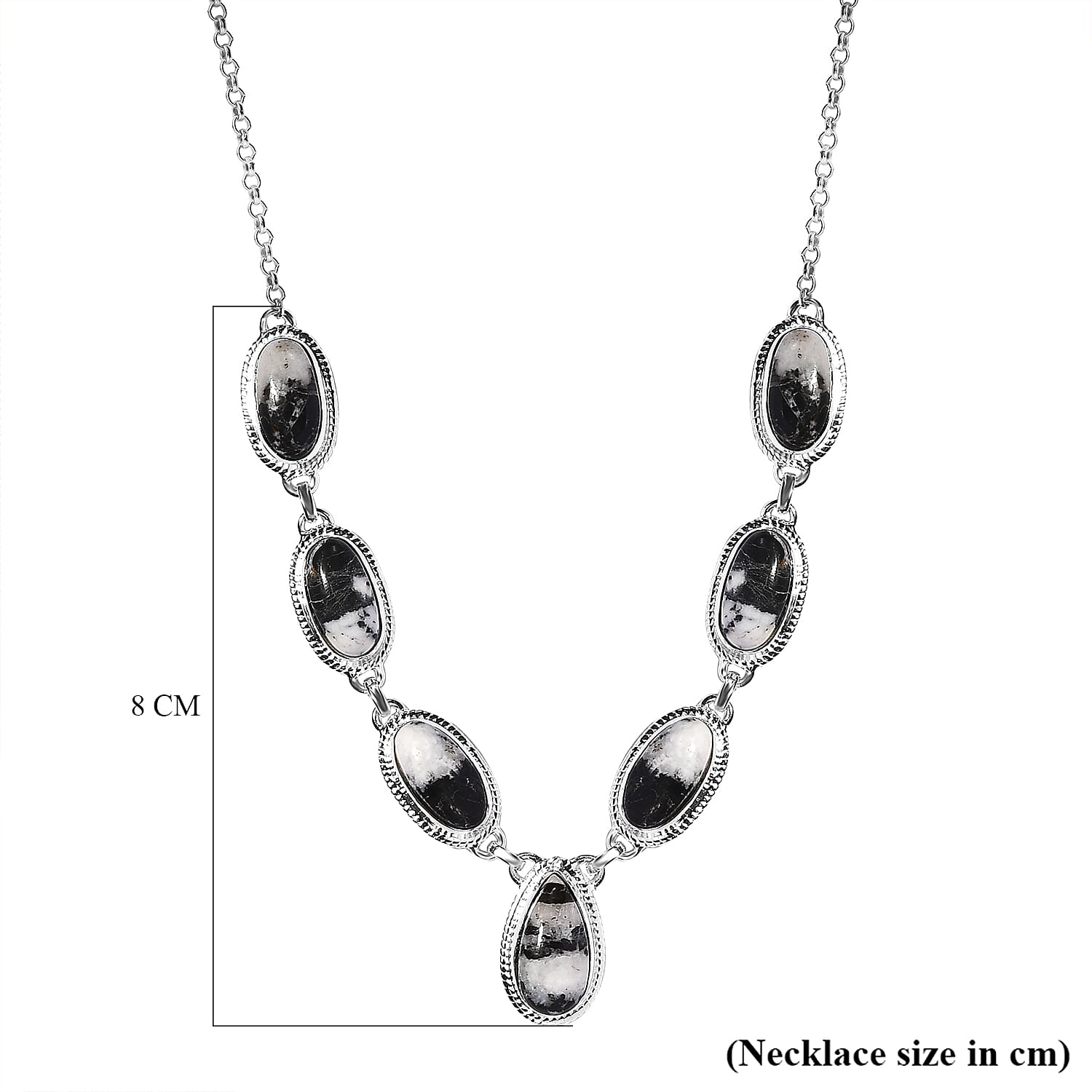 White Buffalo Necklace (Size - 20) in Sterling Silver 23.56 Ct, Silver Wt. 19.11 Gms White Buffalo Necklace (Size - 20) in Sterling Silver 23.56 Ct, Silver Wt. 19.11 Gms