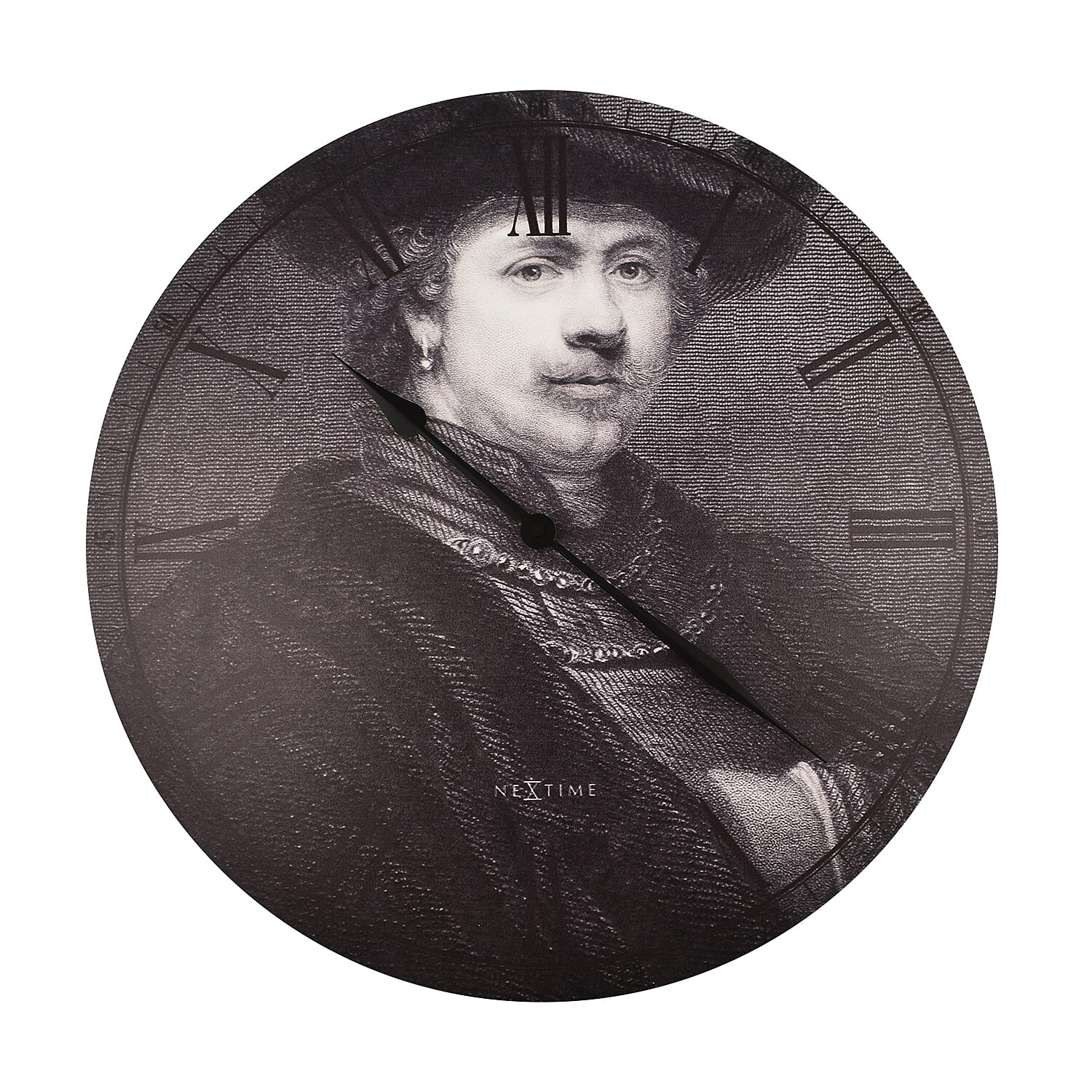 NeXtime Rembrandt Pattern Wall Clock (Size 50 cm) - Black & White