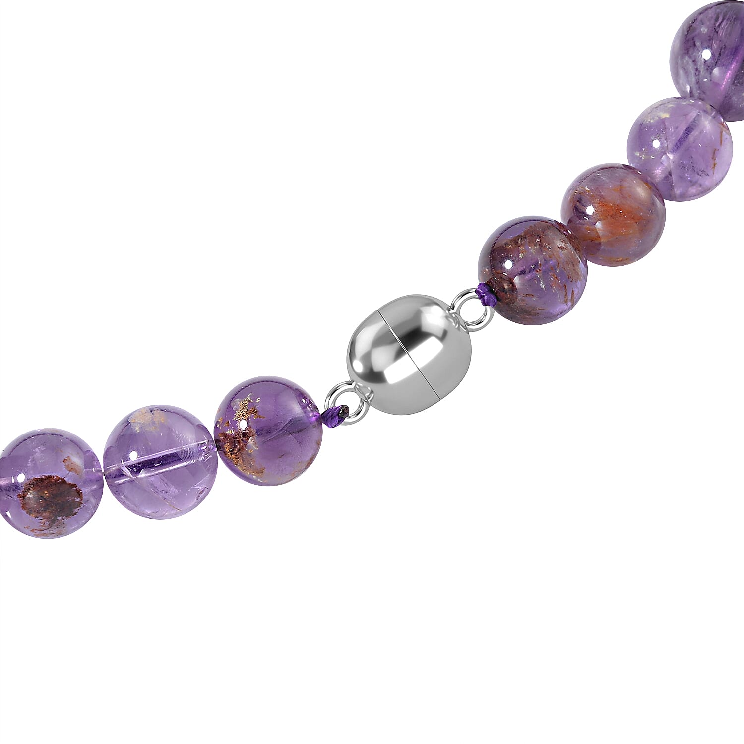 Cacoxenite Beads Necklace (Size - 20) in Rhodium Overlay Sterling Silver 533.75 Ct.