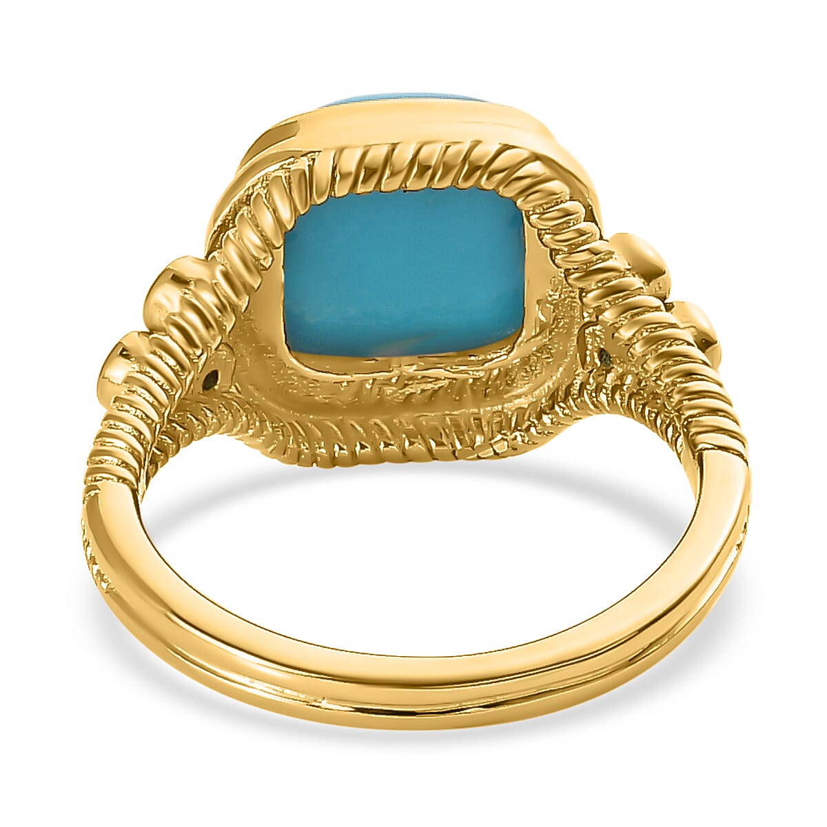 Arizona Sleeping Beauty Turquoise & Zambian Emerald Ring in 18K Yellow Gold Vermeil Plated Sterling Silver 2.94 Ct.