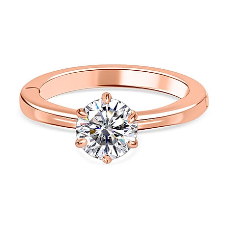 Moissanite Ring in 18K Rose Gold Vermeil Plated Sterling Silver