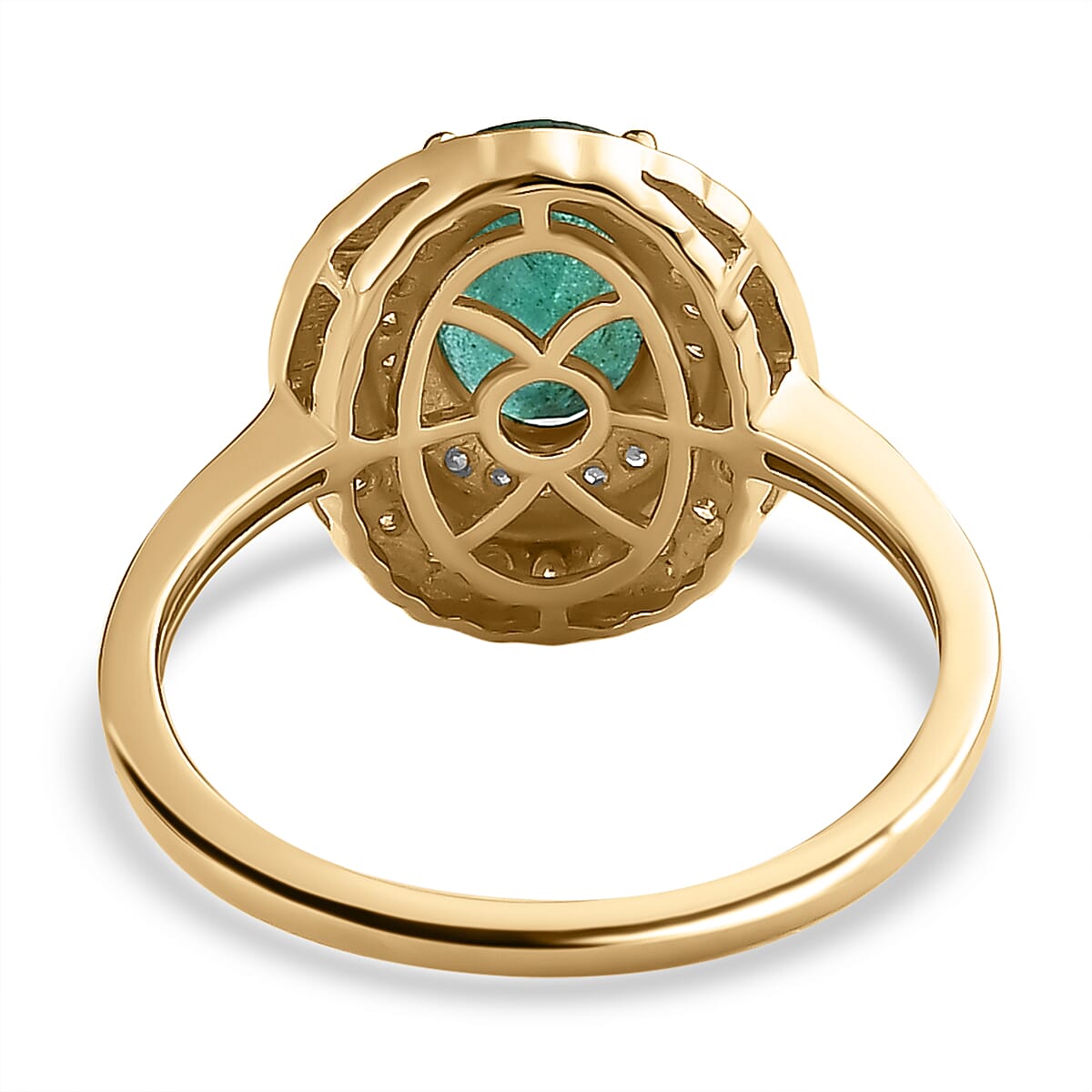 9K Yellow Gold Gemfields Emerald, Natural Yellow & White Diamond Ring 1.57 Ct.