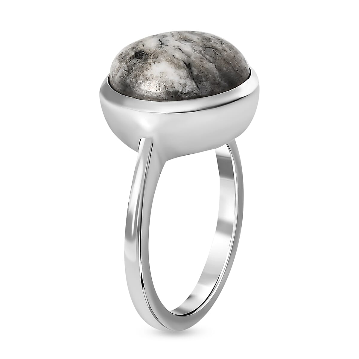 White Buffalo Solitaire Ring in Platinum Overlay Sterling Silver 7.24  Ct.