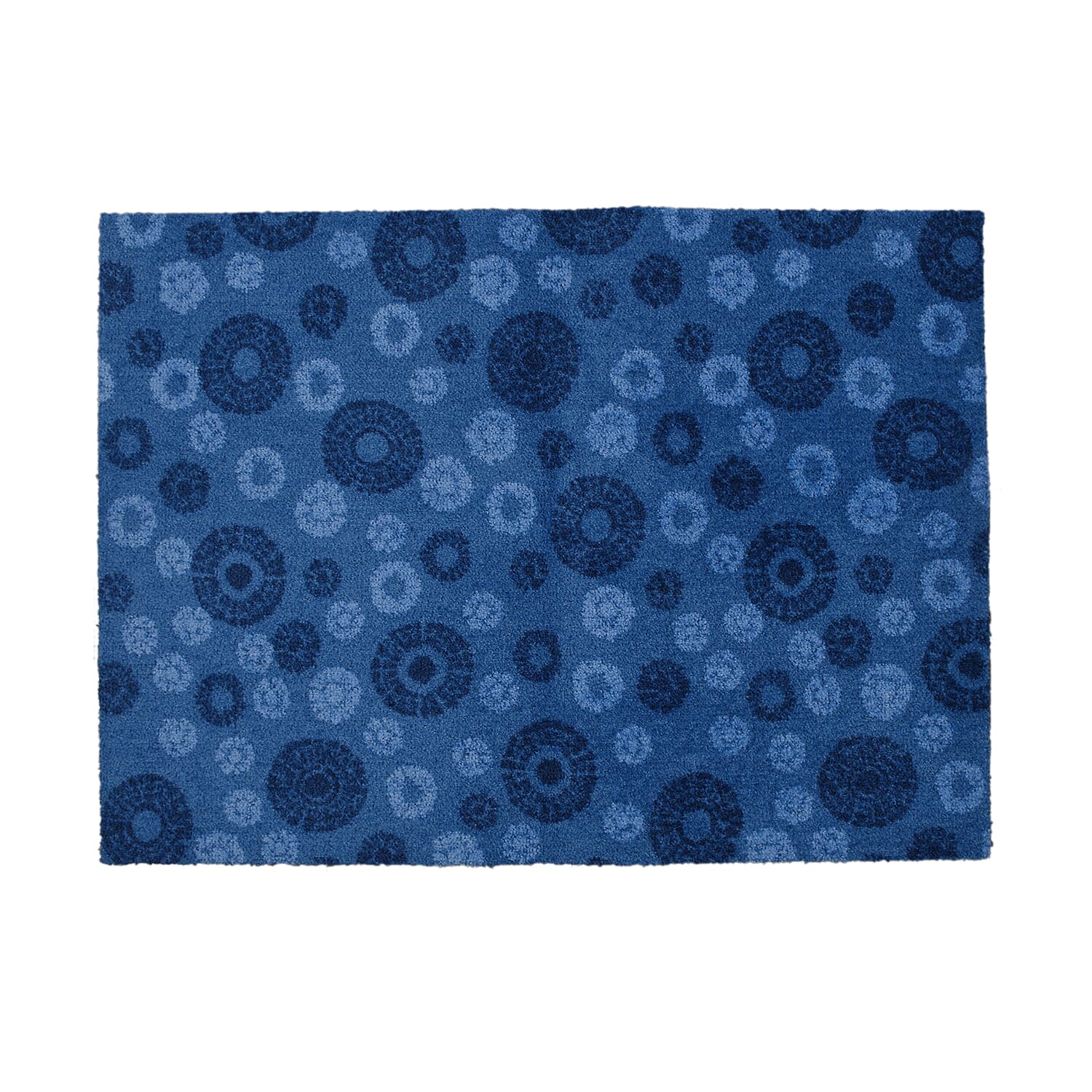 Snowprint Rubber Back Door Mat (Size 80x60 cm) - Blue - Black