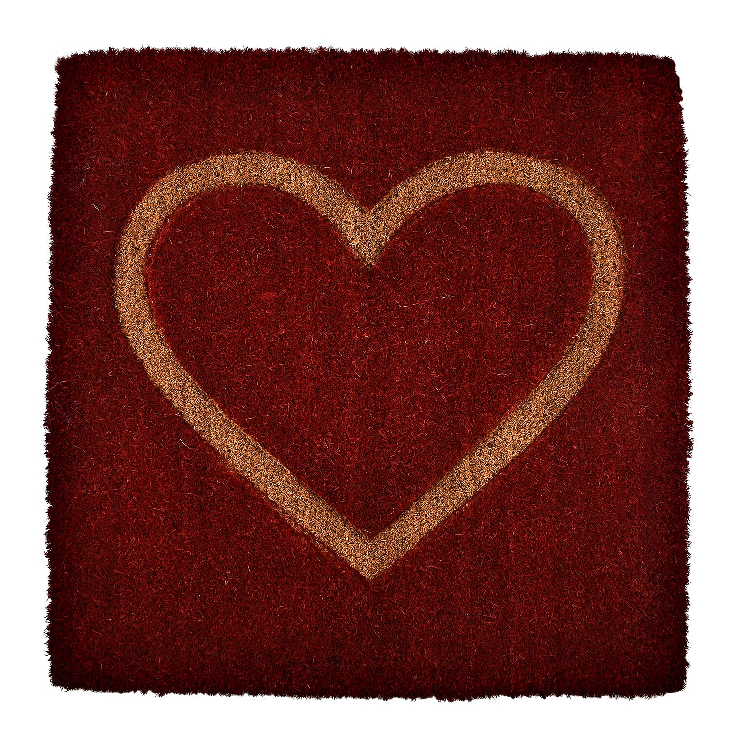 Red Heart Coir Doormat (Size 60x60 cm) - Red