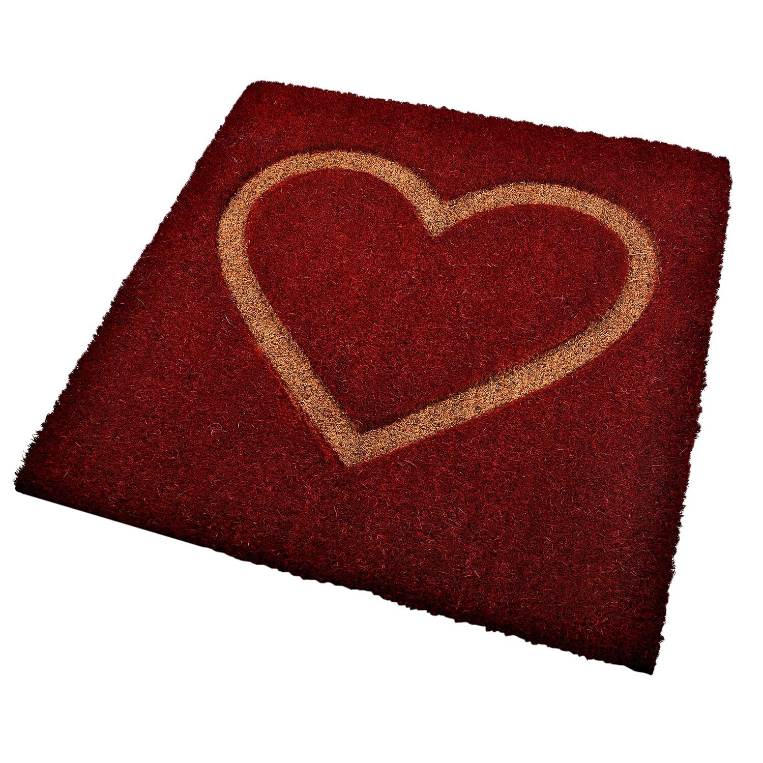 Red Heart Coir Doormat (Size 60x60 cm) - Red