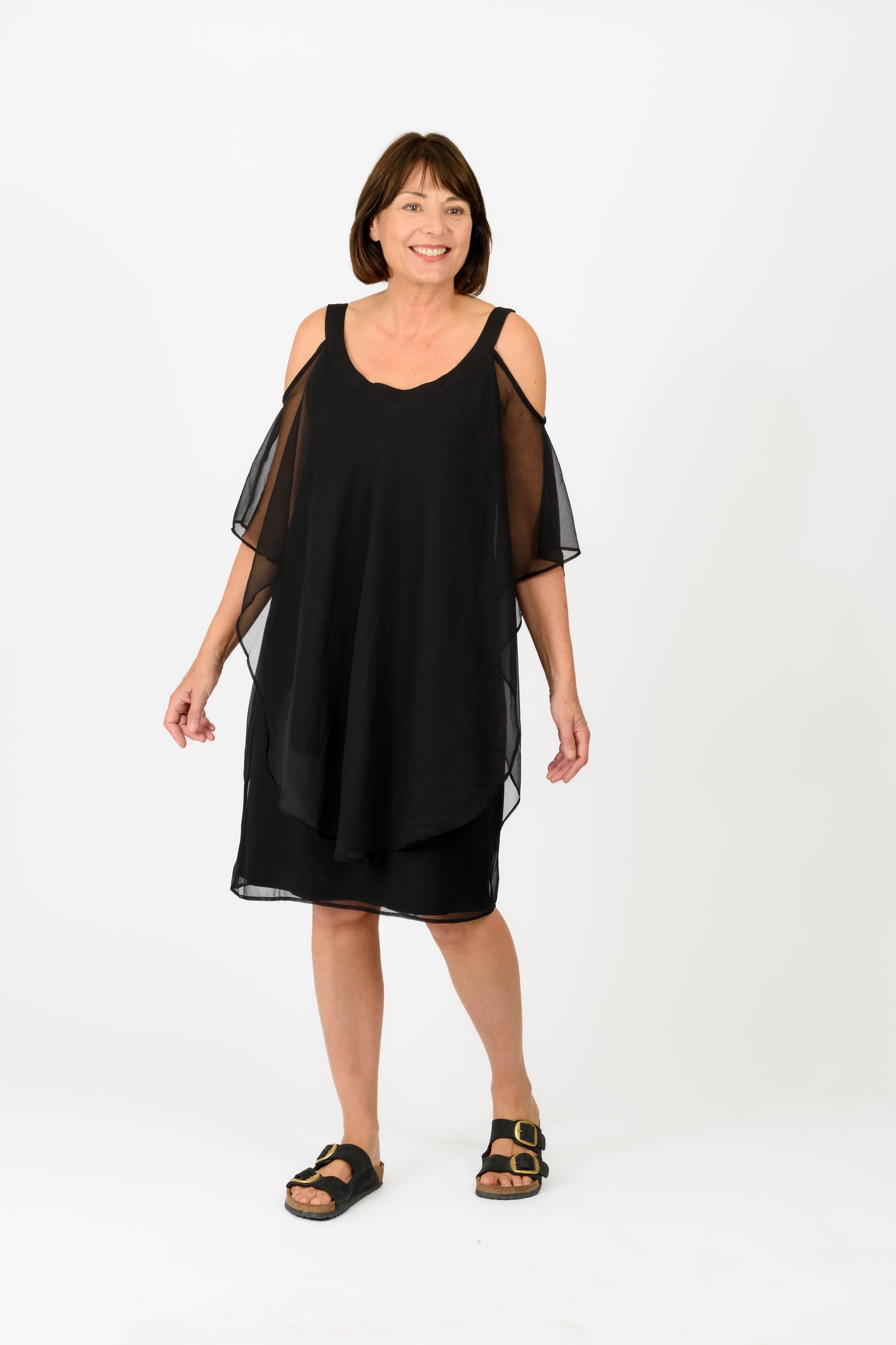 Tamsy Knitted Knee Length Dress (Size S) - Black