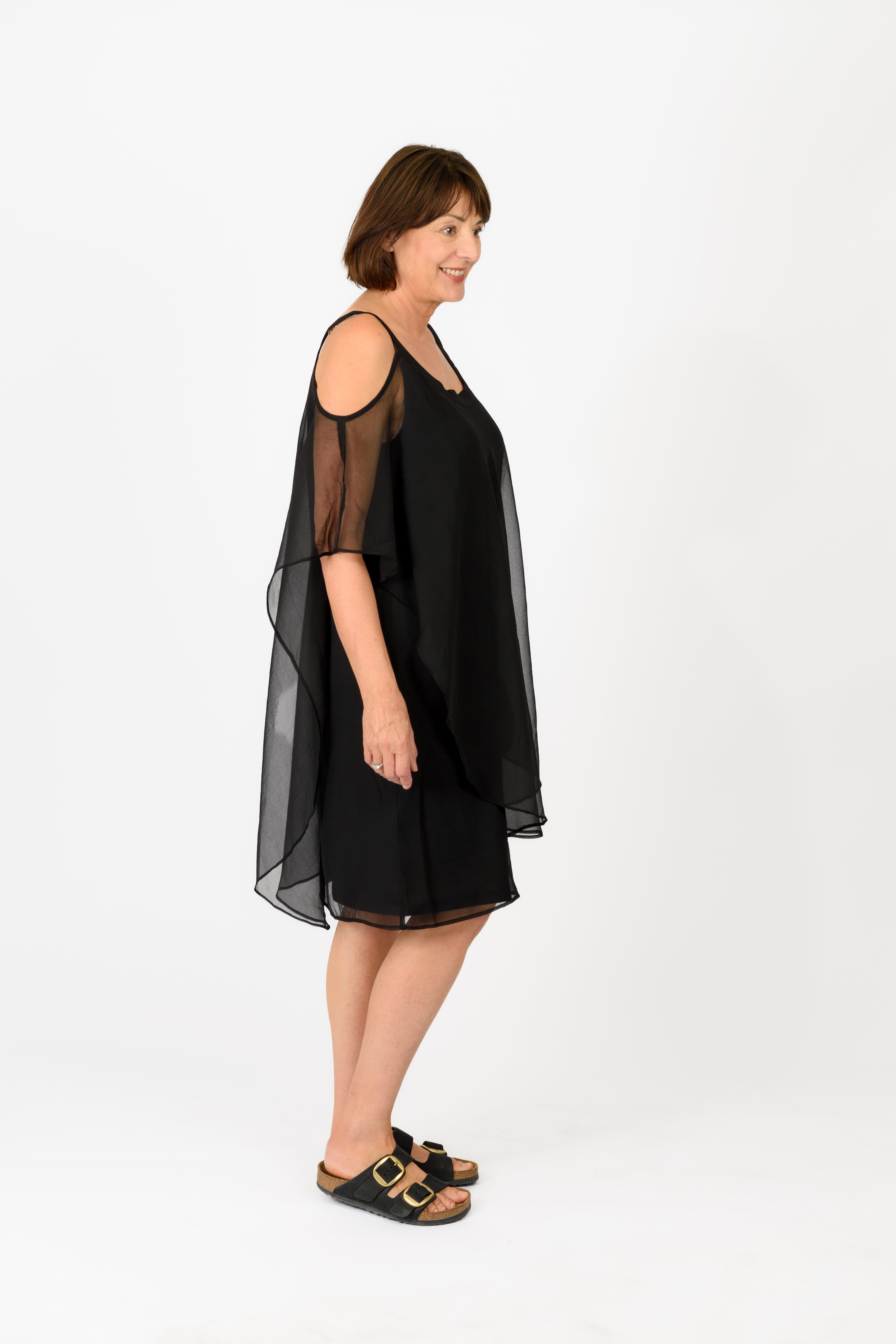 Tamsy Knitted Knee Length Dress (Size S) - Black