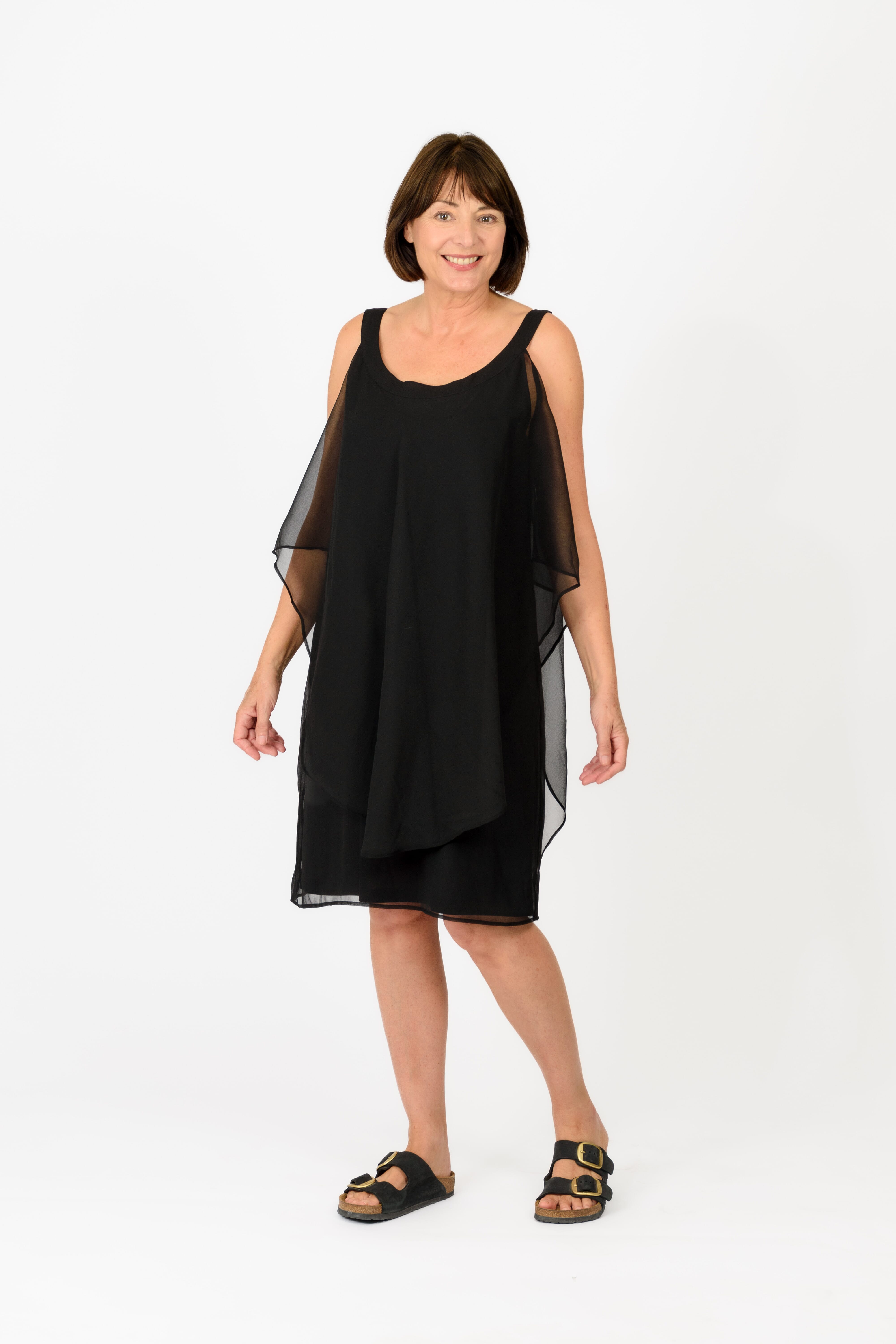 Tamsy Polyester Knitted Dress (Size 75x1 cm) - Black & Black