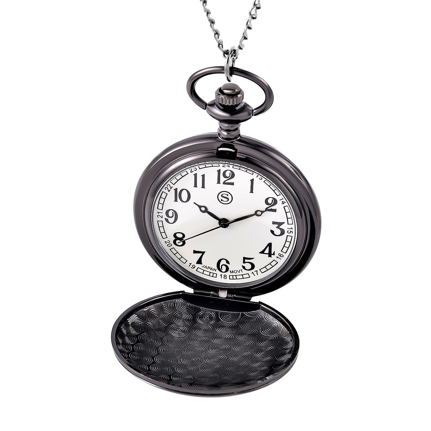 Unisex 3D Sunflower Print Pocket Watch - Black