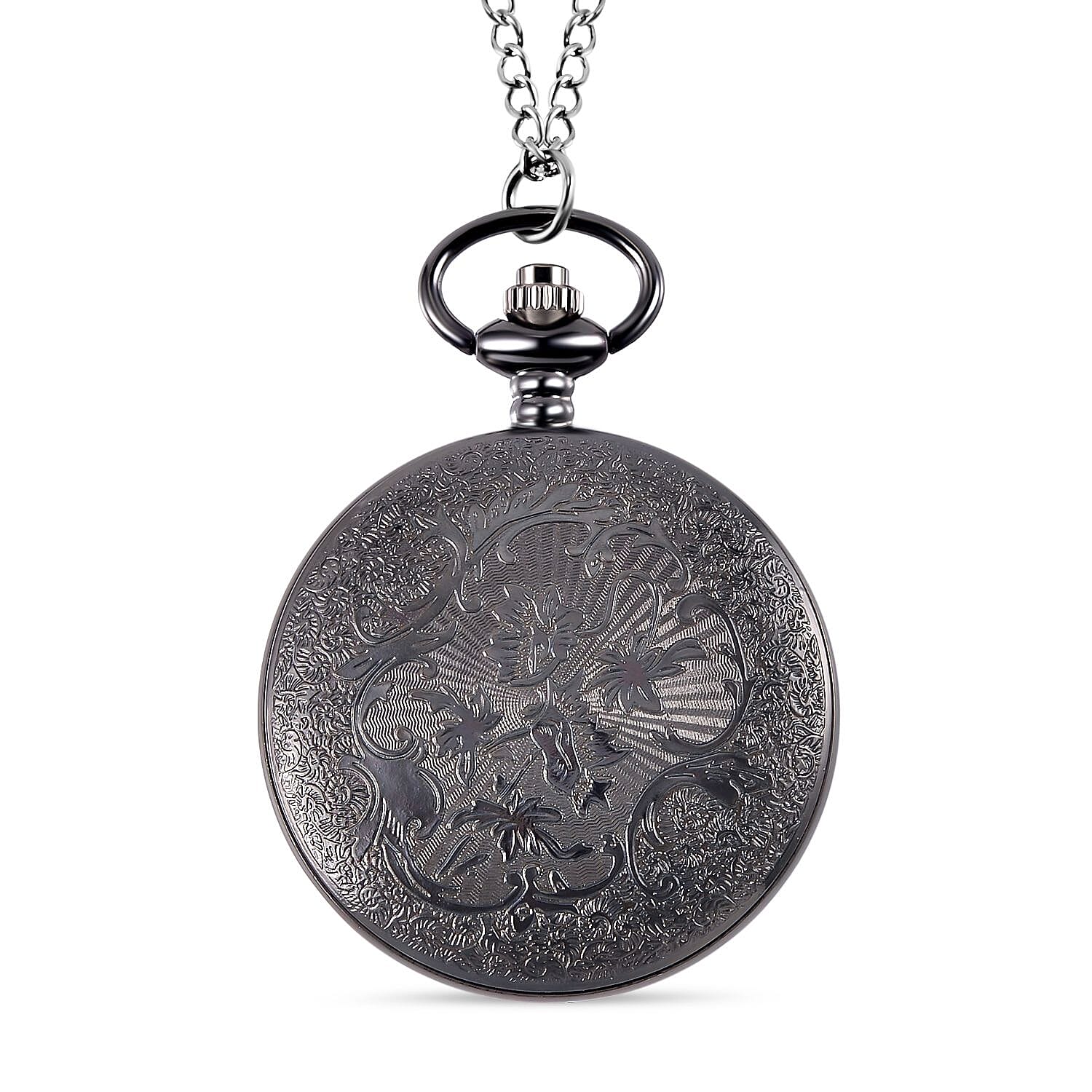 Unisex 3D Floral Print Pocket Watch with Chain (Size 32) - Multi